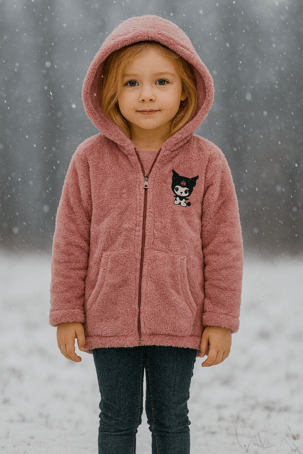 KUROMİ BASKILI PELUŞ CEKET