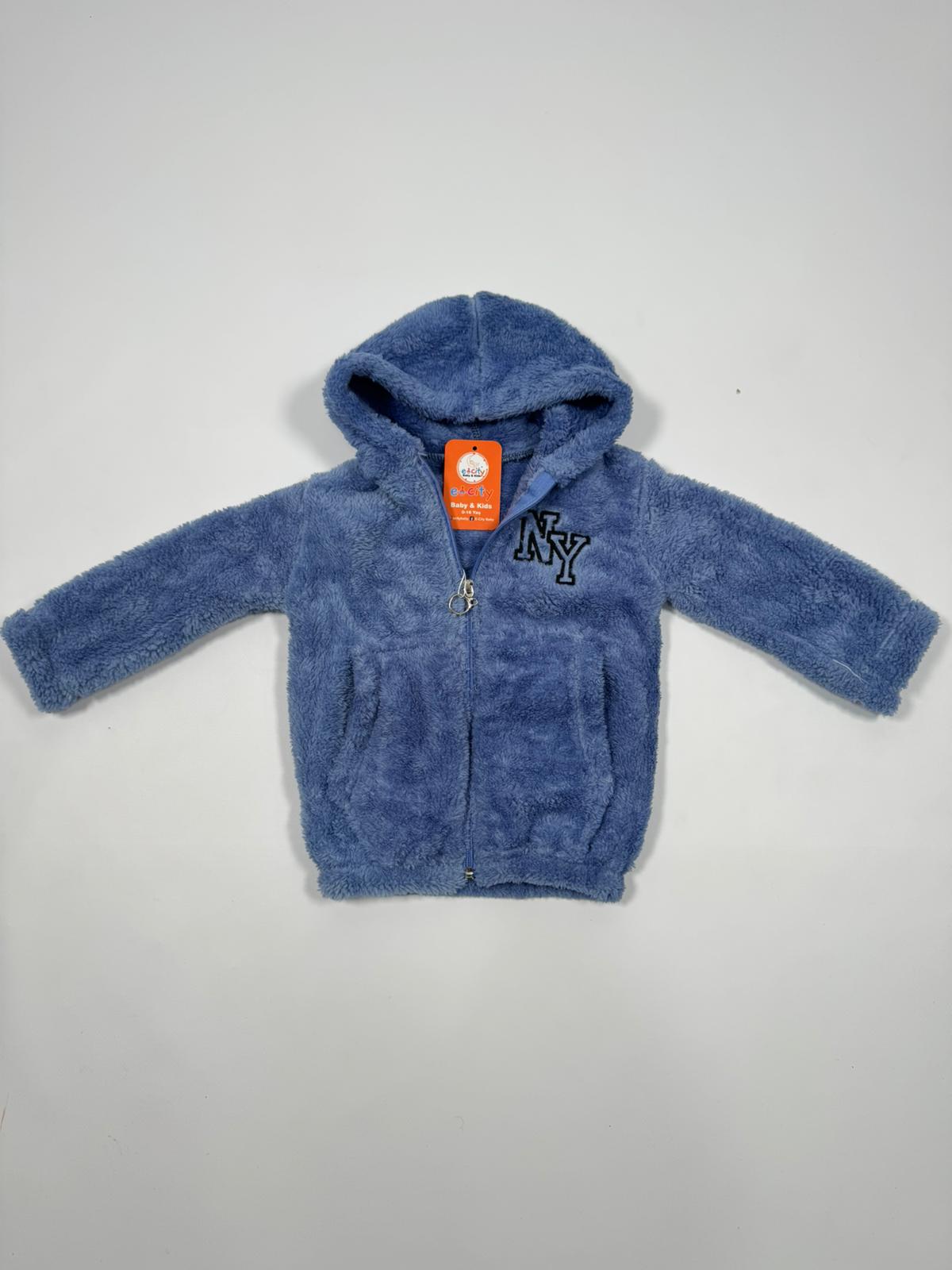 NY BASKILI KAPŞONLU PELUŞ CEKET