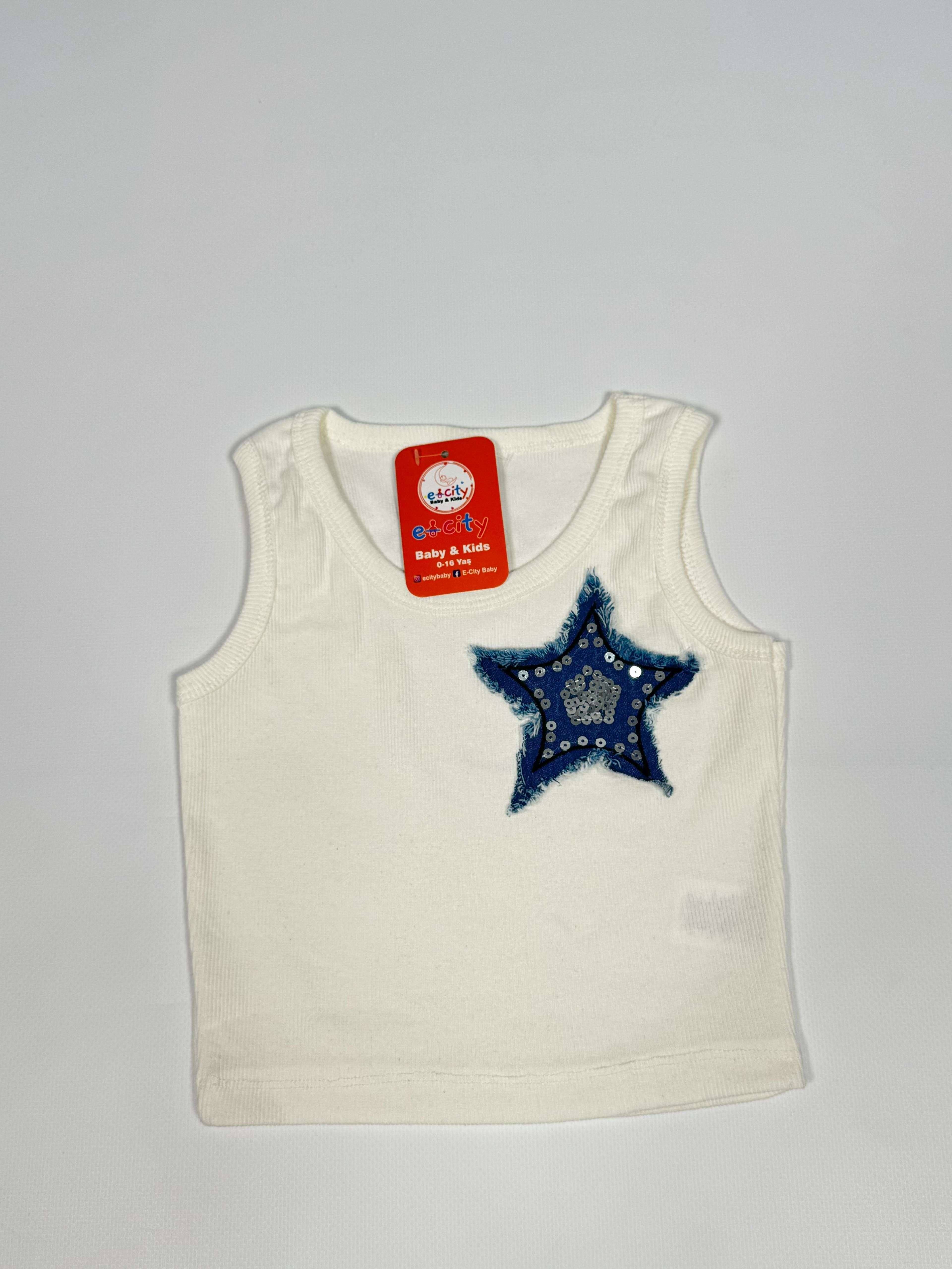 YILDIZ DESENLİ BEYAZ CROP