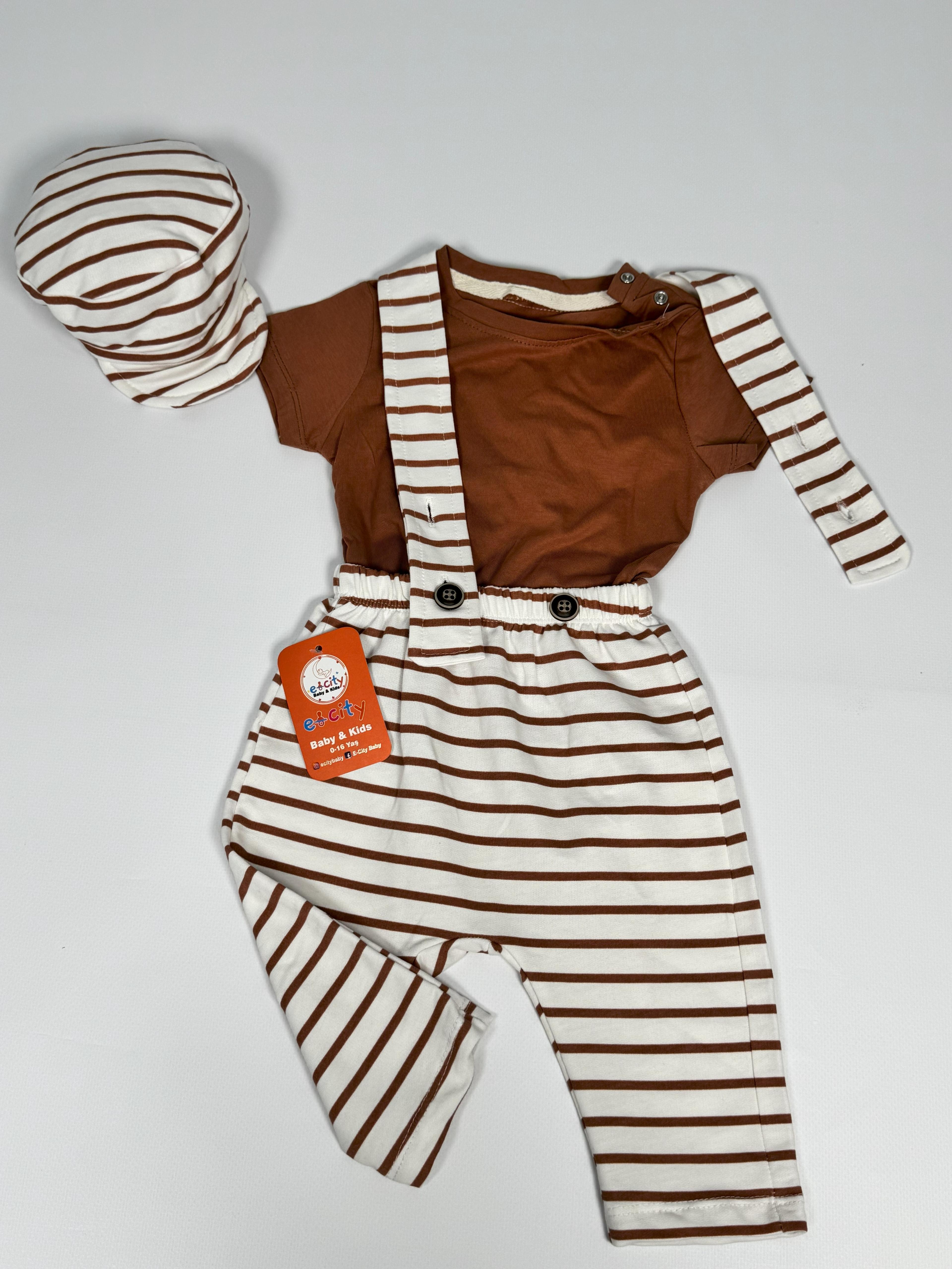 ÇİZGİLİ VE ŞAPKALI 3'LÜ TULUM SET