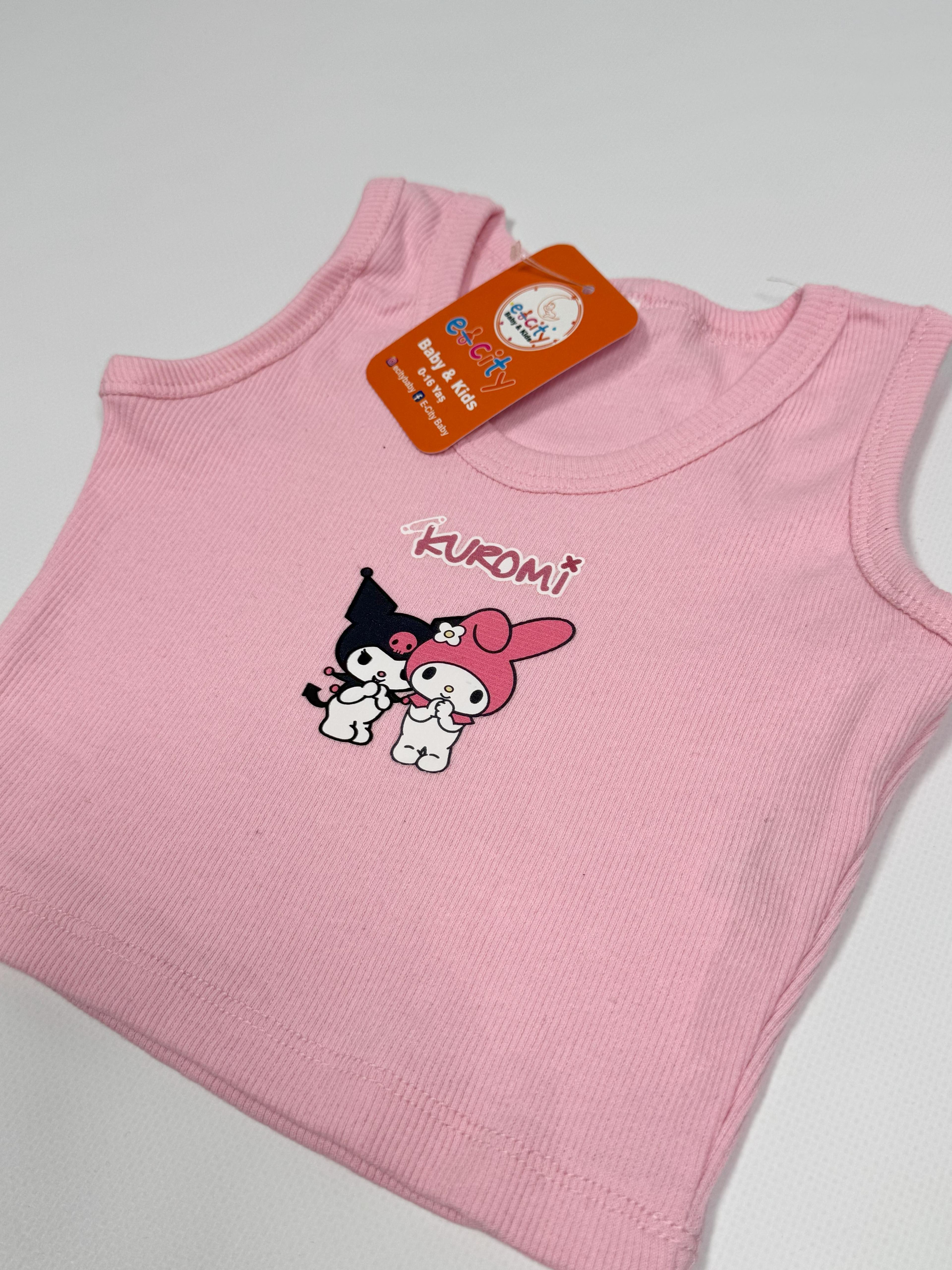 KUROMİ BASKILI ASKILI CROP