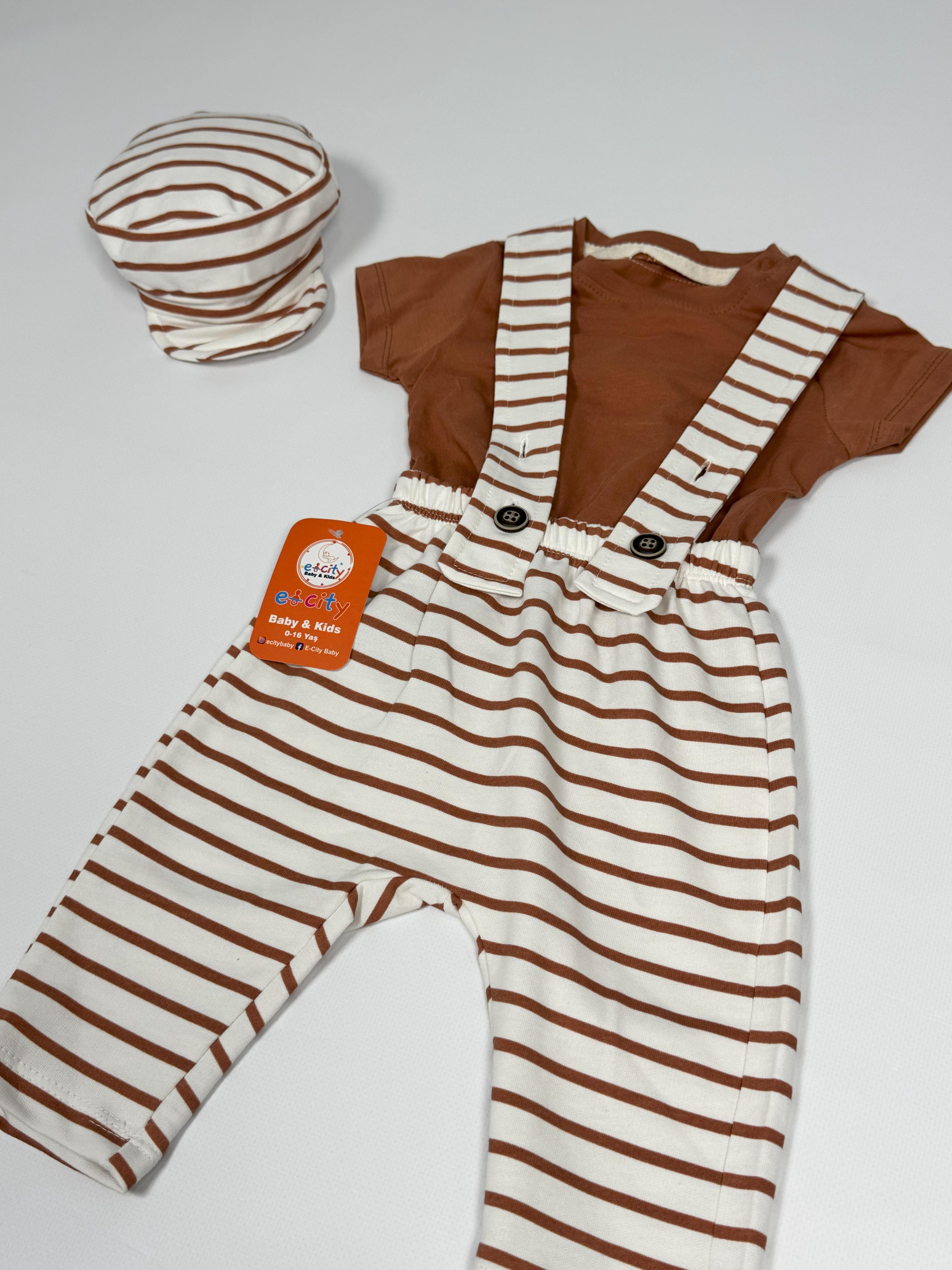 ÇİZGİLİ VE ŞAPKALI 3'LÜ TULUM SET