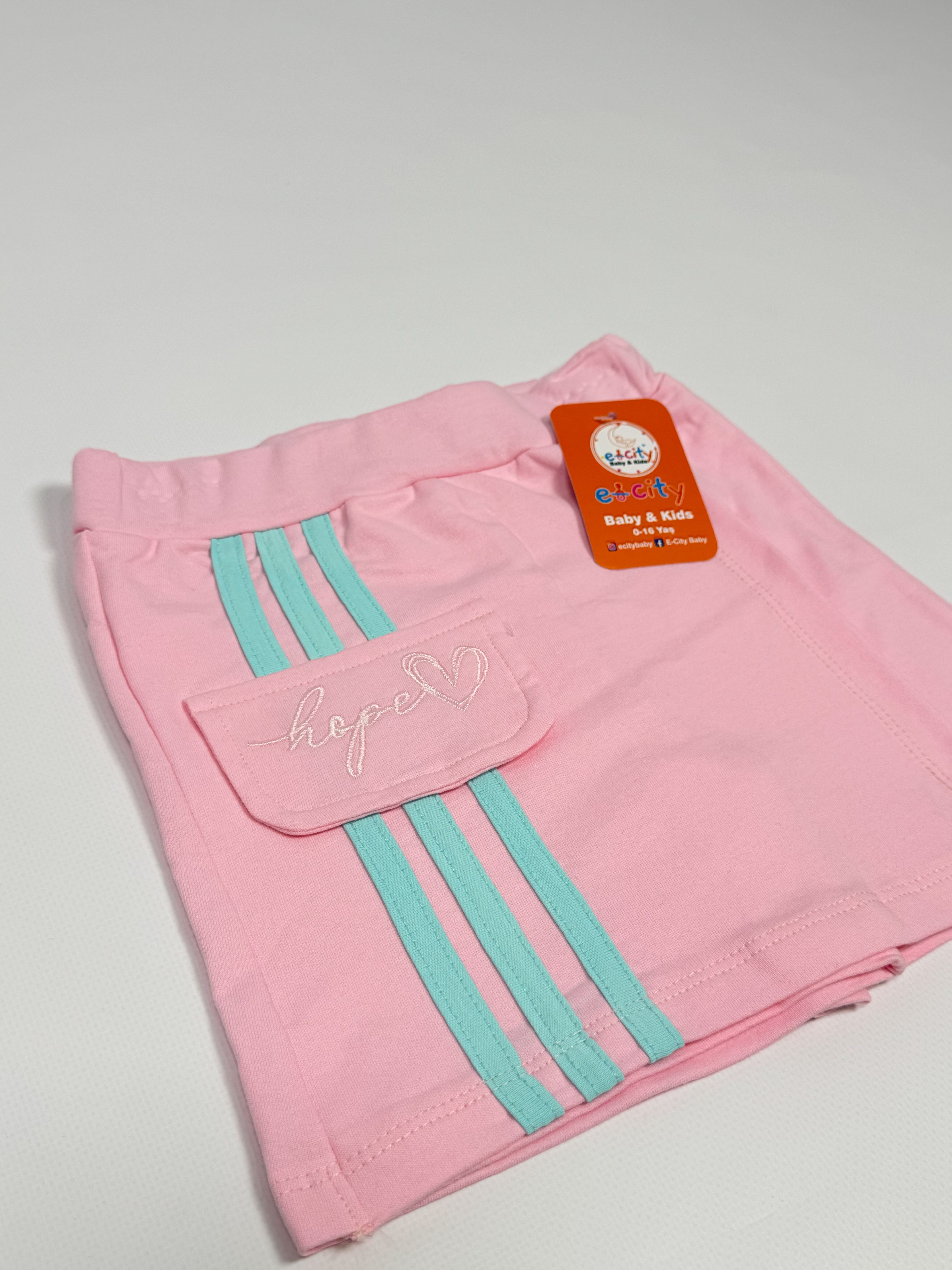 ŞERİT DETAYLI ŞORT ETEK PEMBE