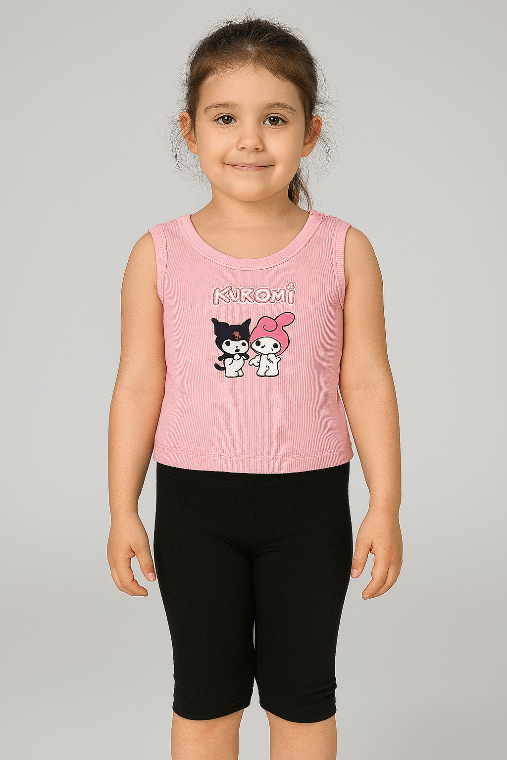 KUROMİ BASKILI ASKILI CROP