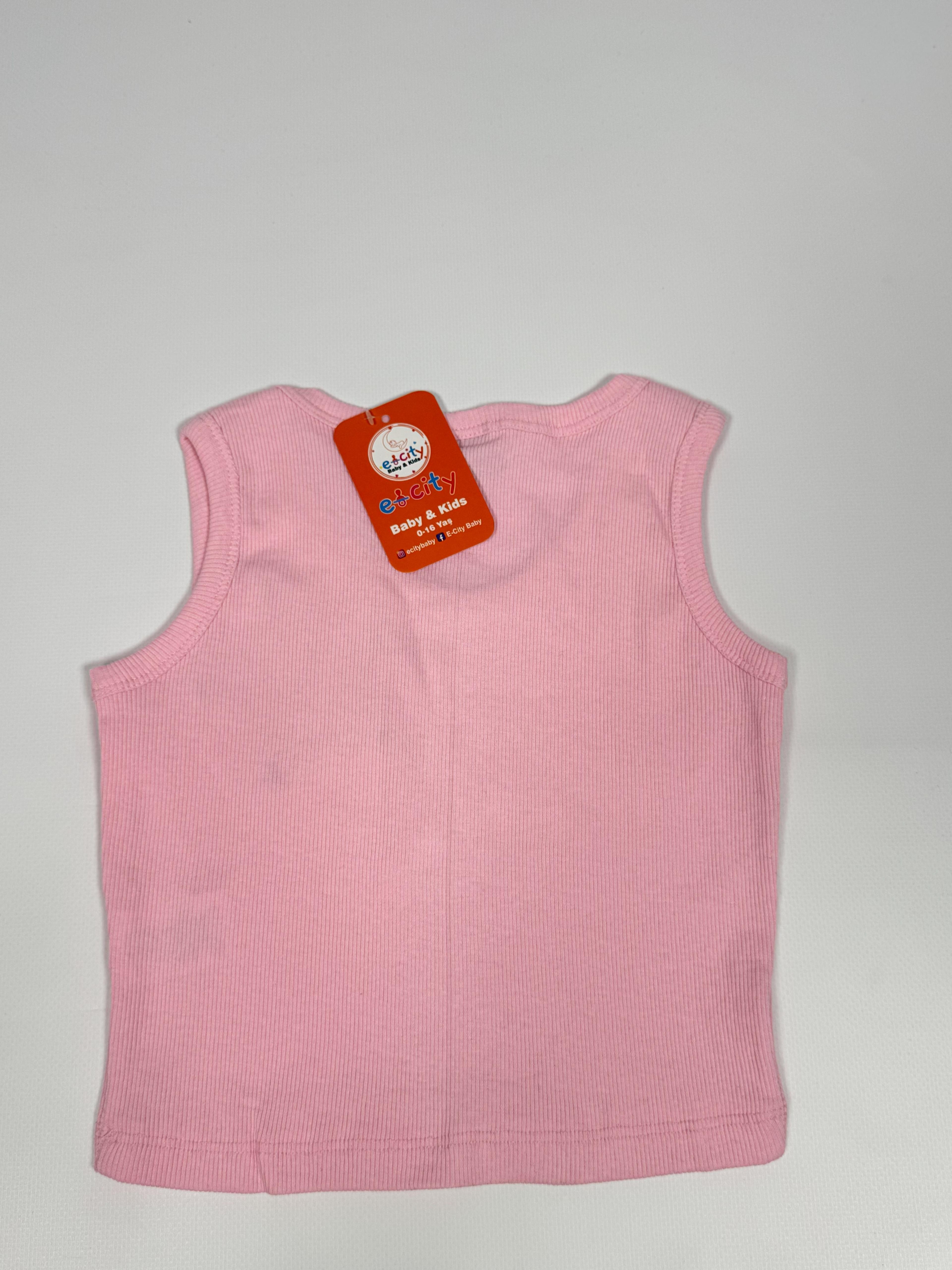 YILDIZ DESENLİ PEMBE ASKILI CROP
