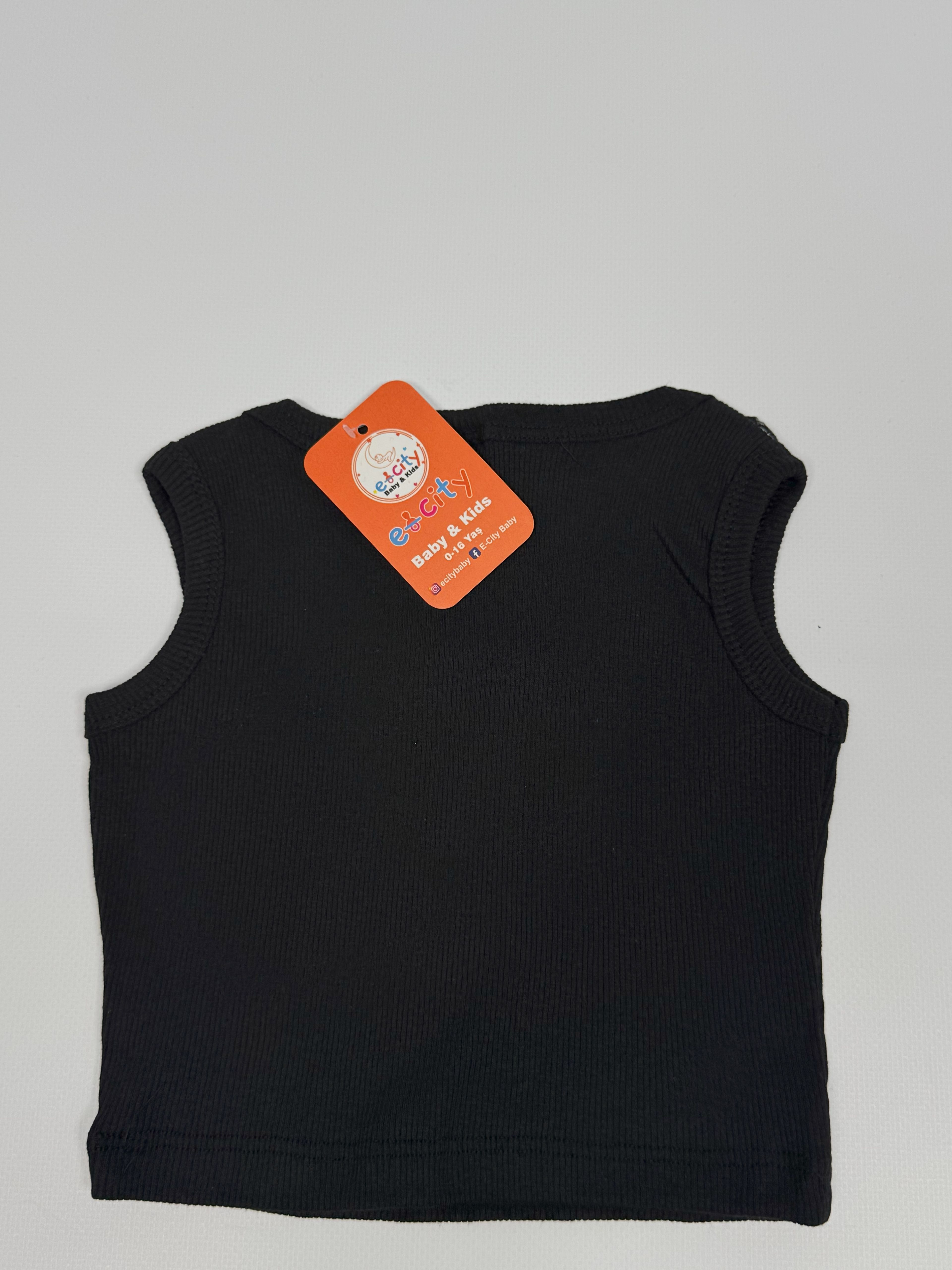KUROMİ BASKILI SİYAH ASKILI CROP