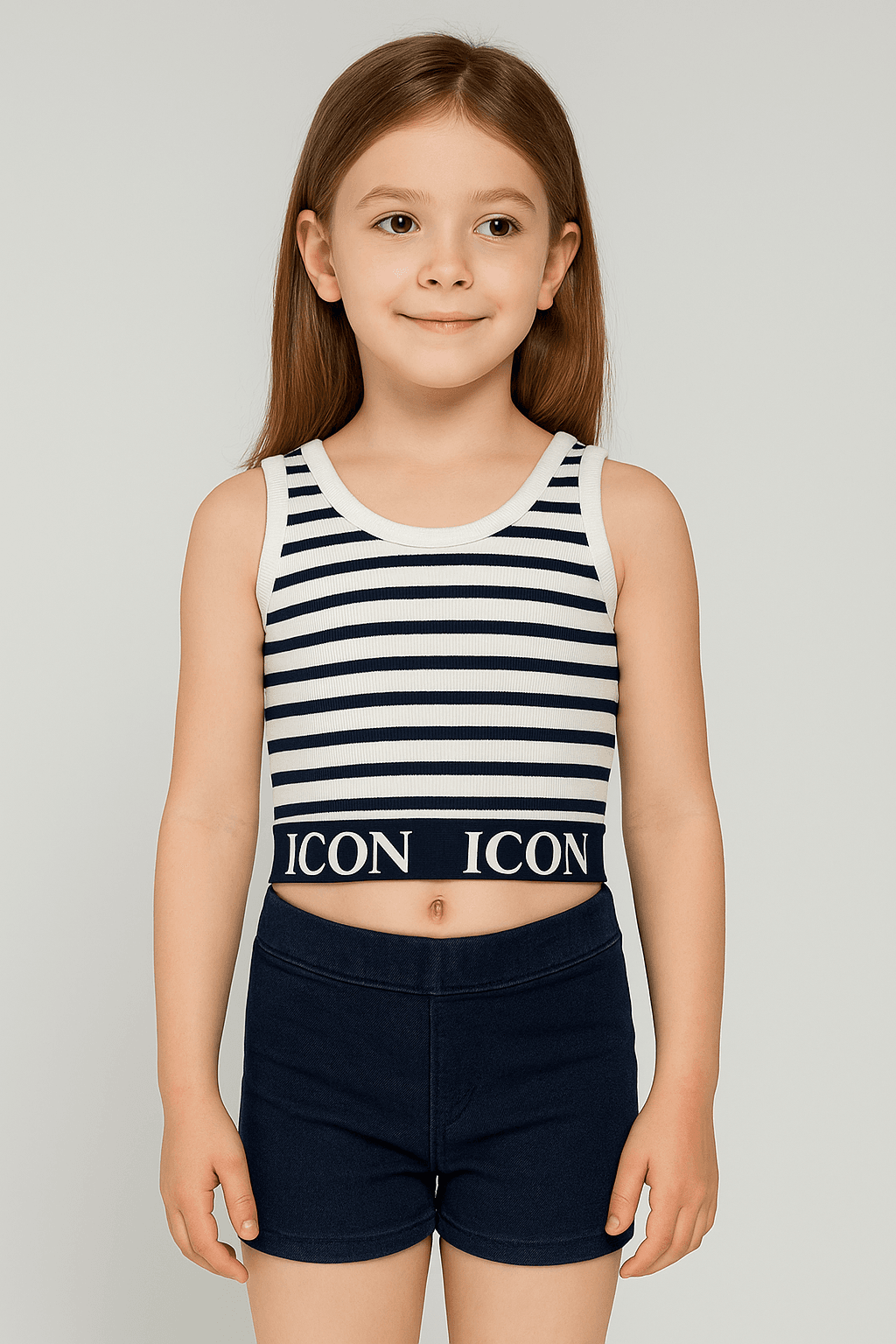 ICON YAZILI ÇİZGİLİ CROP