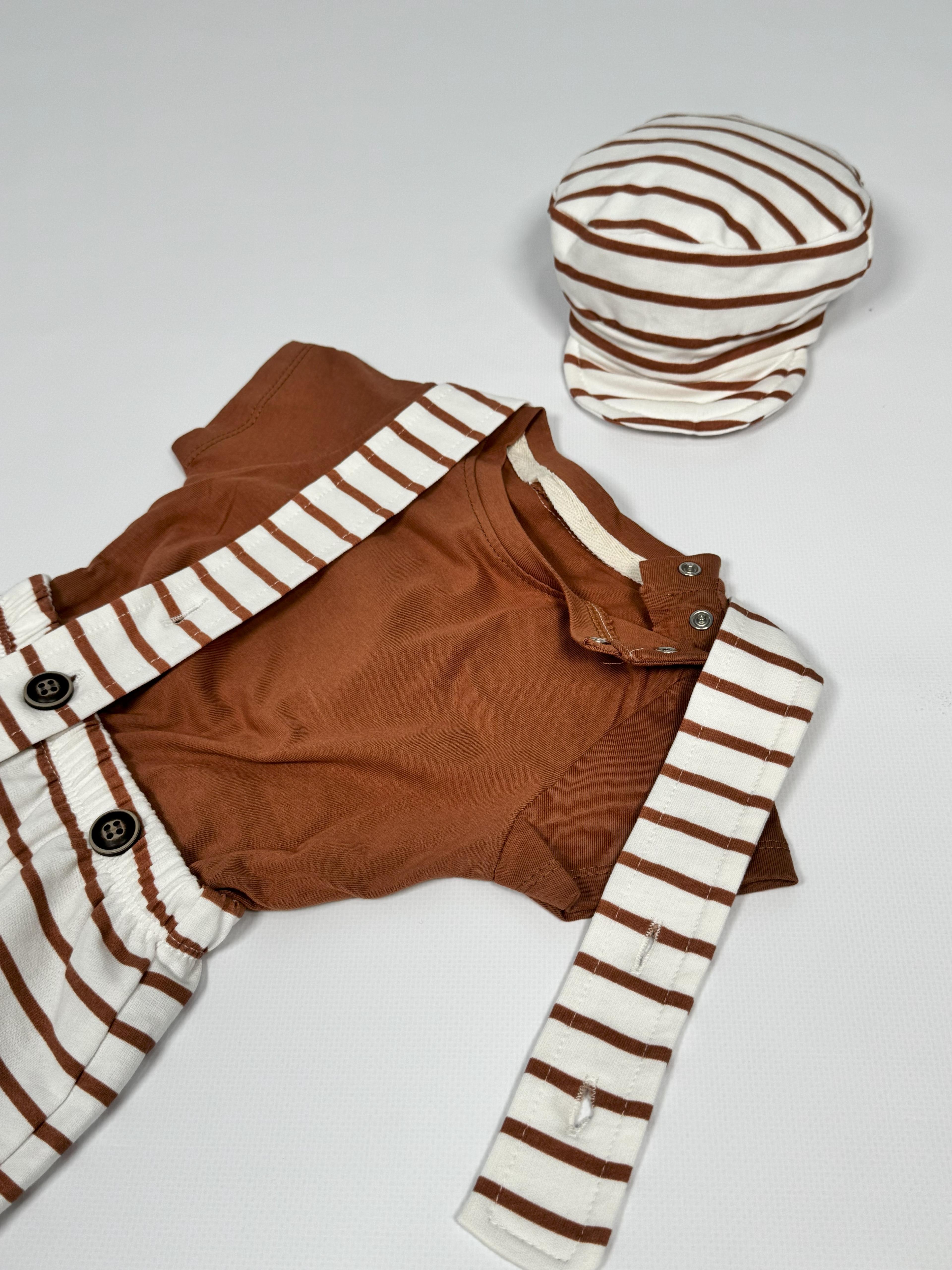 ÇİZGİLİ VE ŞAPKALI 3'LÜ TULUM SET