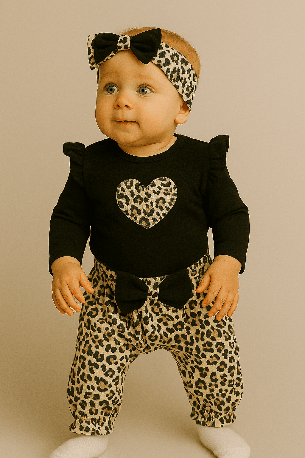 BANDANALI ZIBINLI 3'LÜ LEOPAR DESENLİ TAKIM