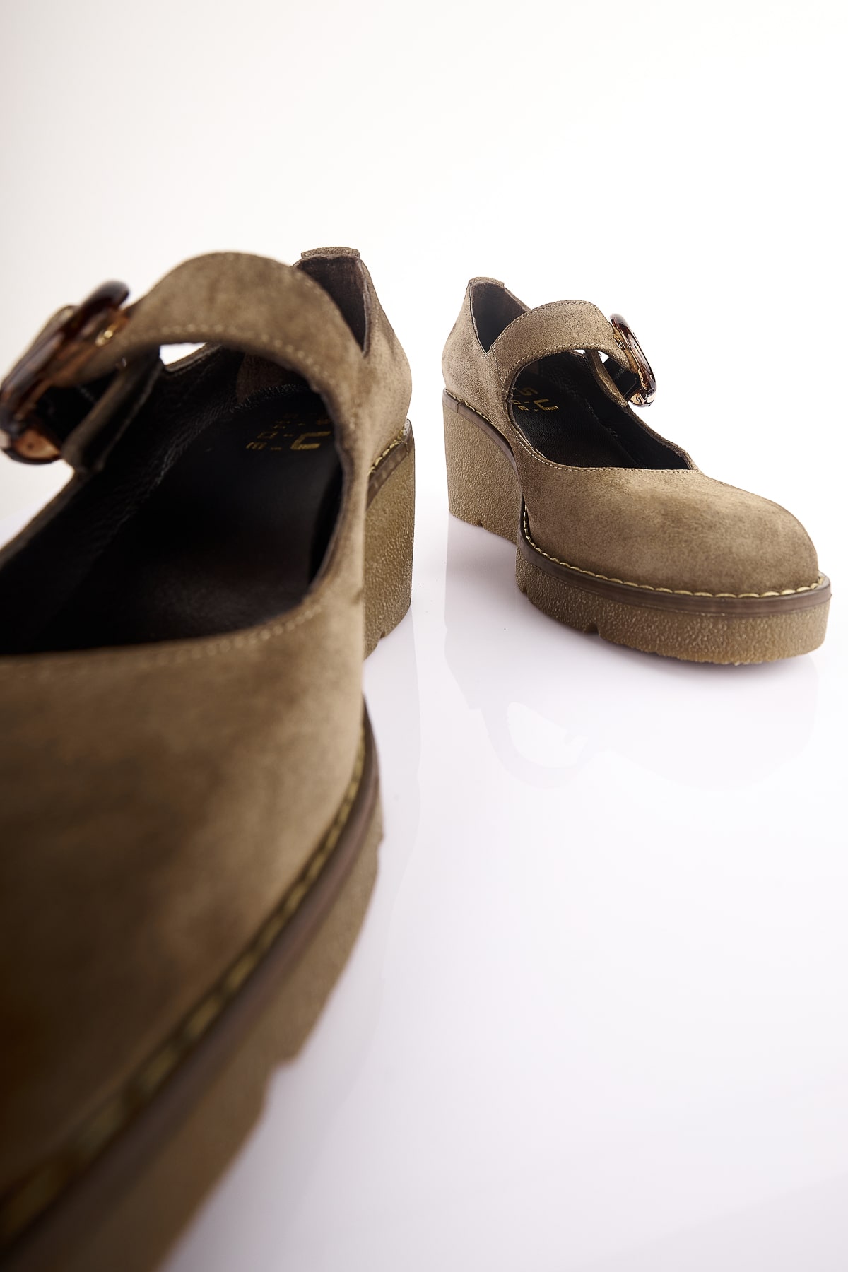 NO93 Vizon Hakiki Süet Deri Dolgu Topuklu Loafer