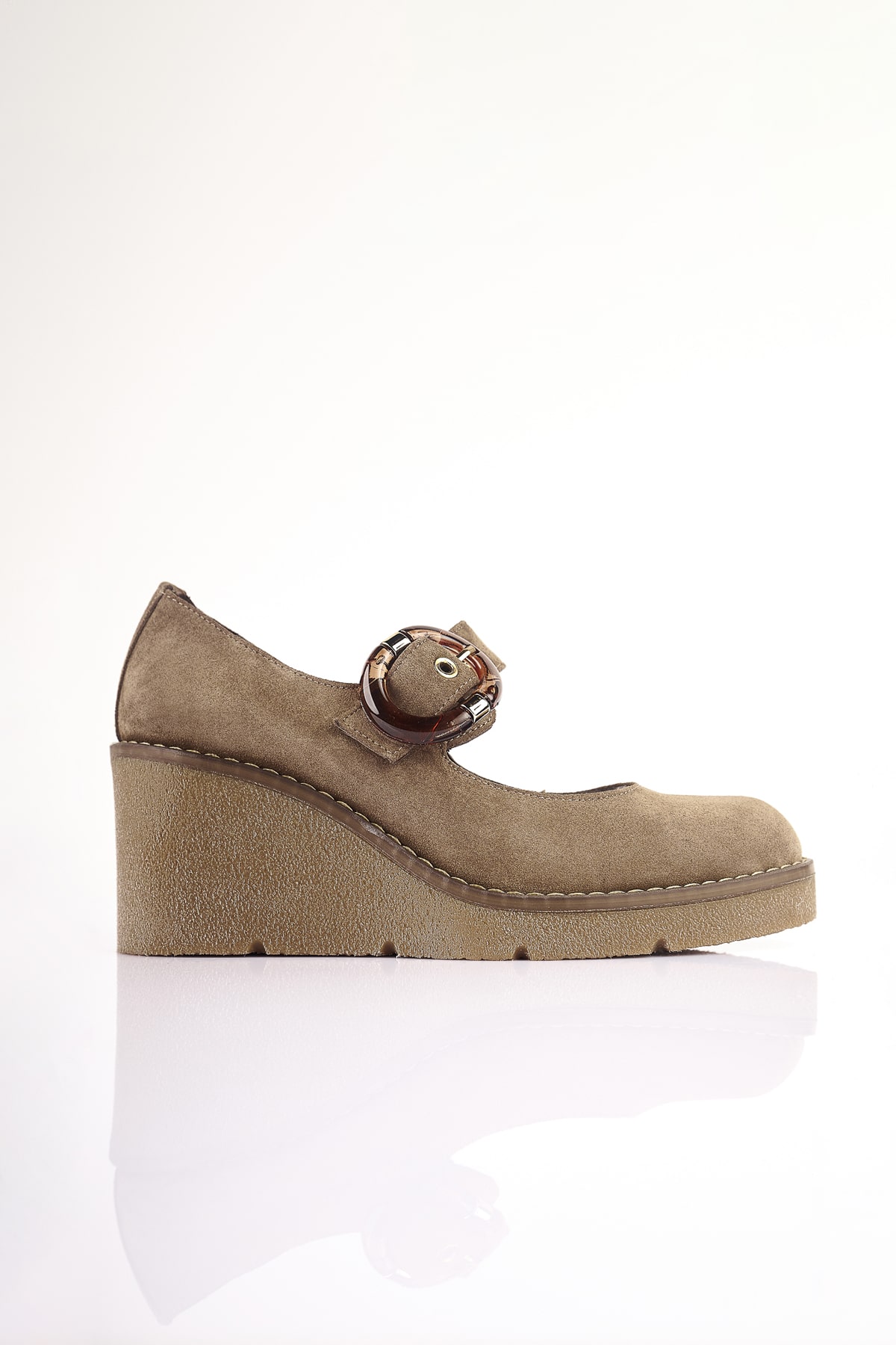 NO93 Siyah Hakiki Süet Deri Dolgu Topuklu Loafer