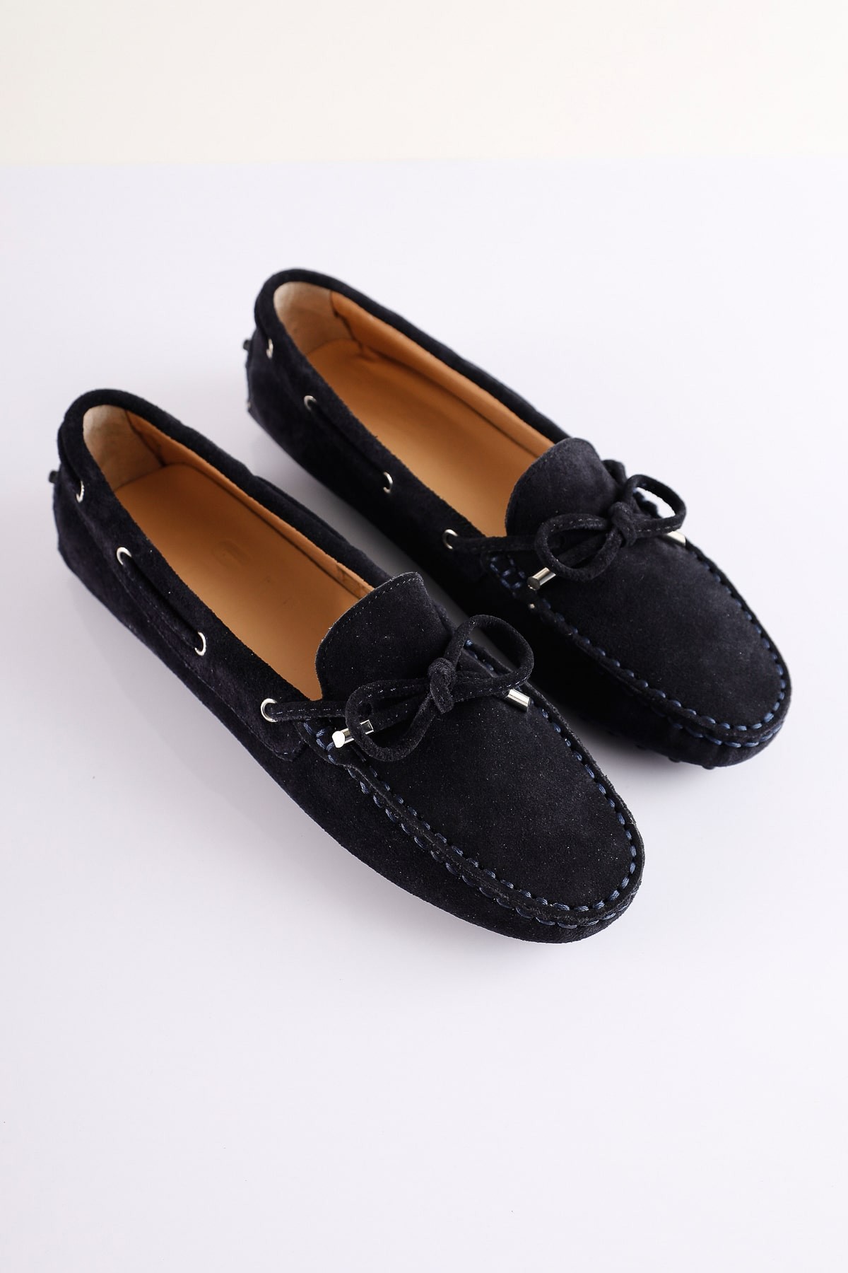 NO18 Lacivert Hakiki Süet Deri Loafer