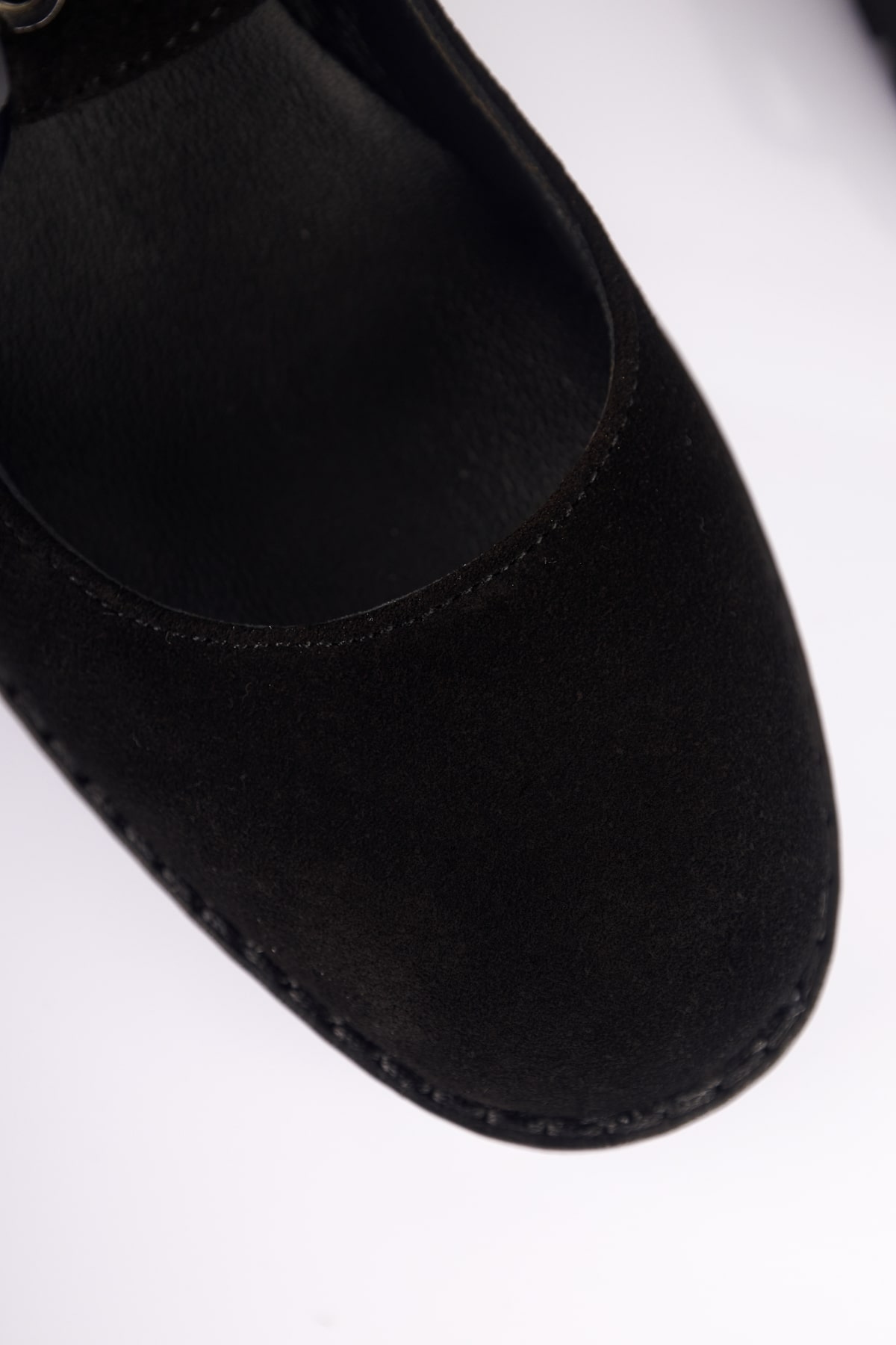 NO93 Siyah Hakiki Süet Deri Dolgu Topuklu Loafer