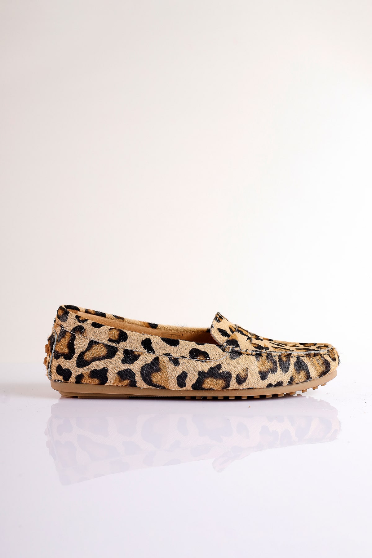 NO19 Leopar Hakiki Süet Deri Loafer