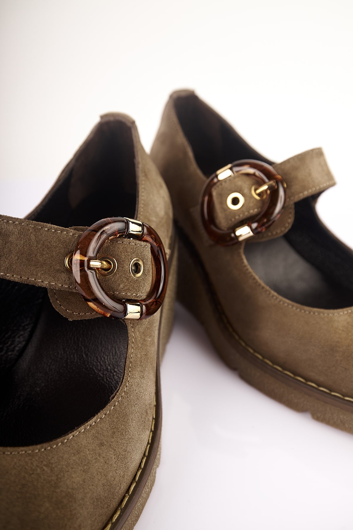 NO93 Vizon Hakiki Süet Deri Dolgu Topuklu Loafer