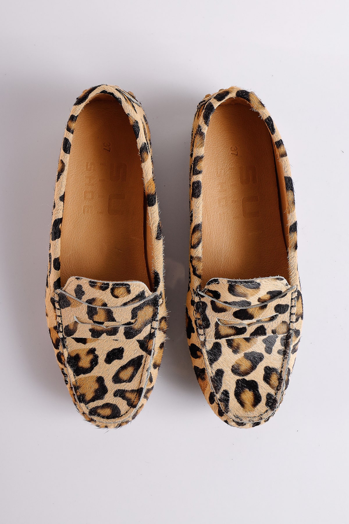 NO19 Leopar Hakiki Süet Deri Loafer