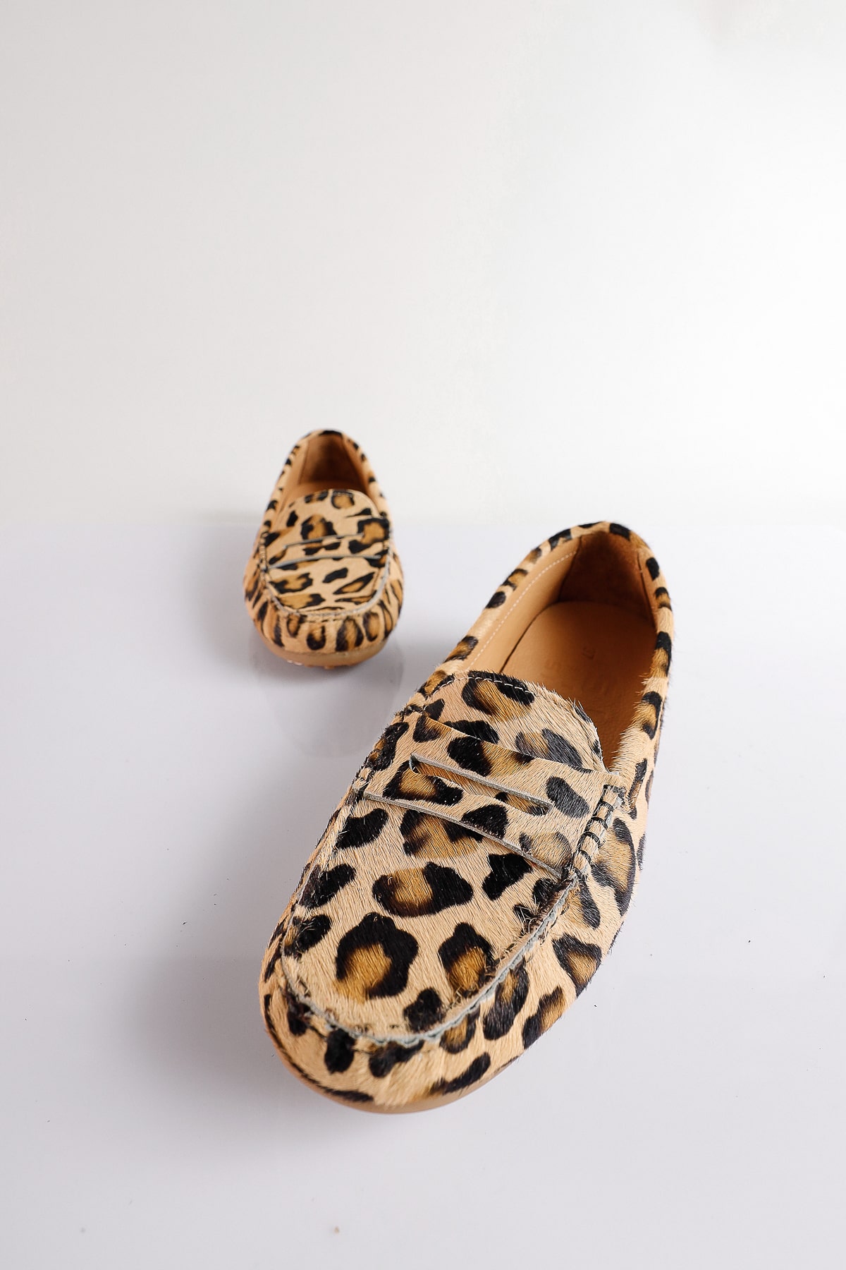 NO19 Leopar Hakiki Süet Deri Loafer