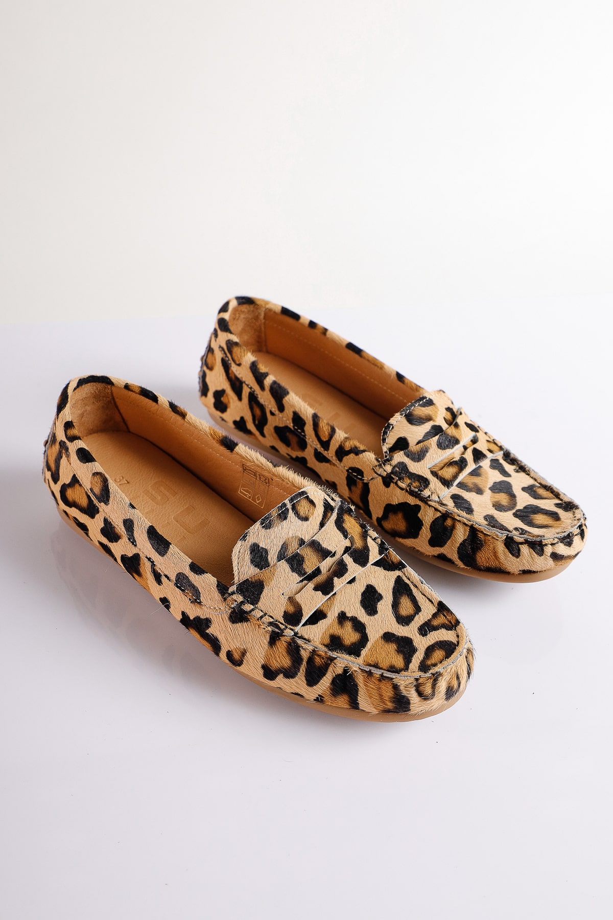 NO19 Leopar Hakiki Süet Deri Loafer