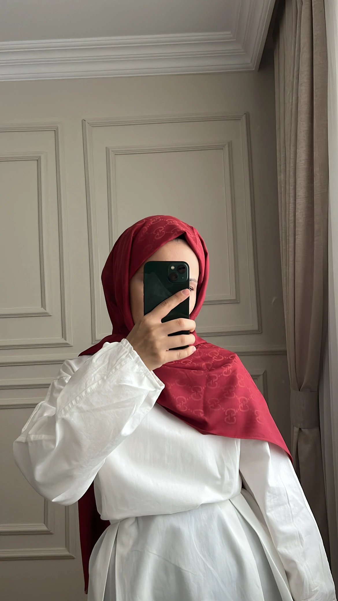 G Desen İthal Yün Pamuk İpek Şal - Bordo main variant image