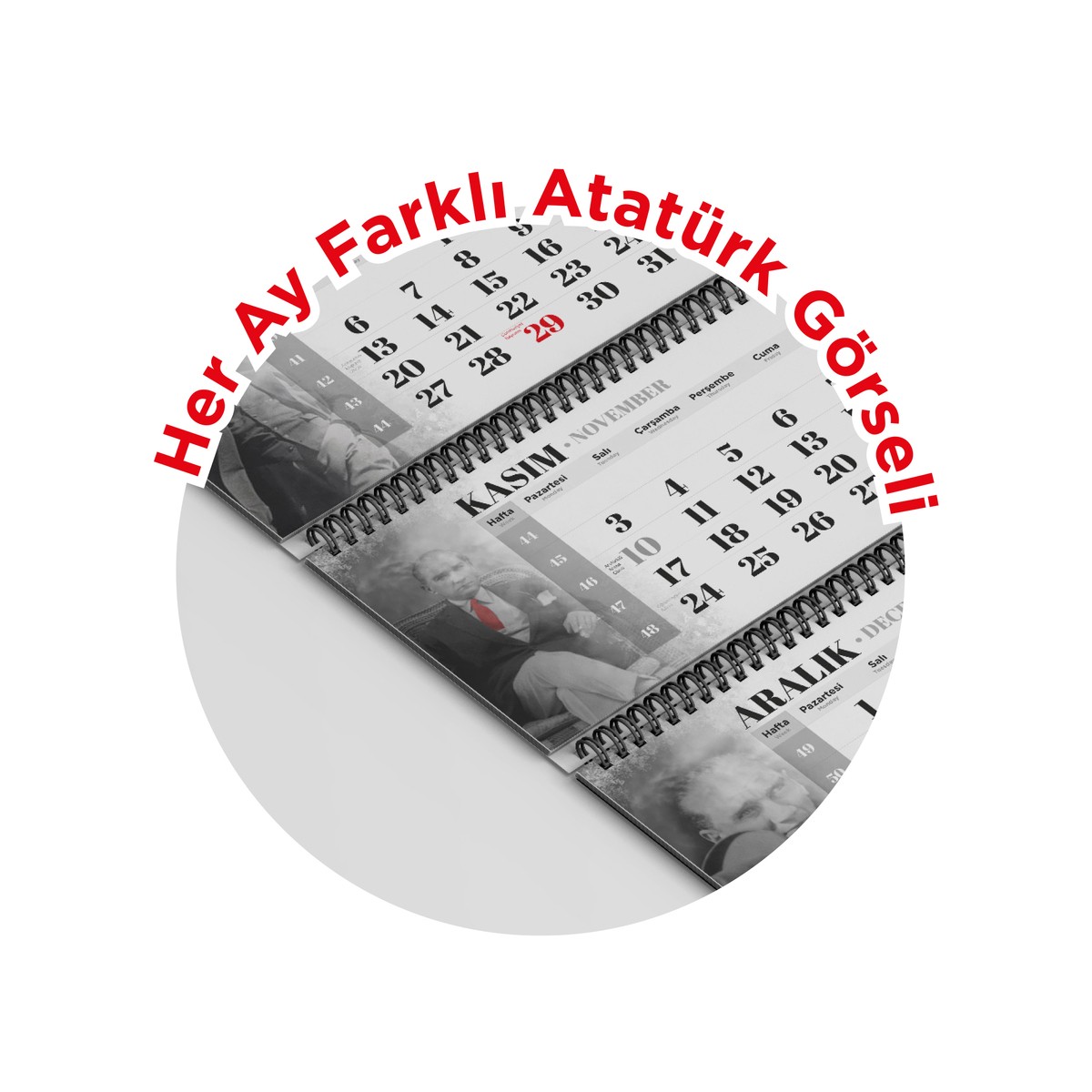 ALA-16-3P ALA-16 3 PARÇA SPİRALLİ ATATÜRK GEMİCİ TAKVİMİ