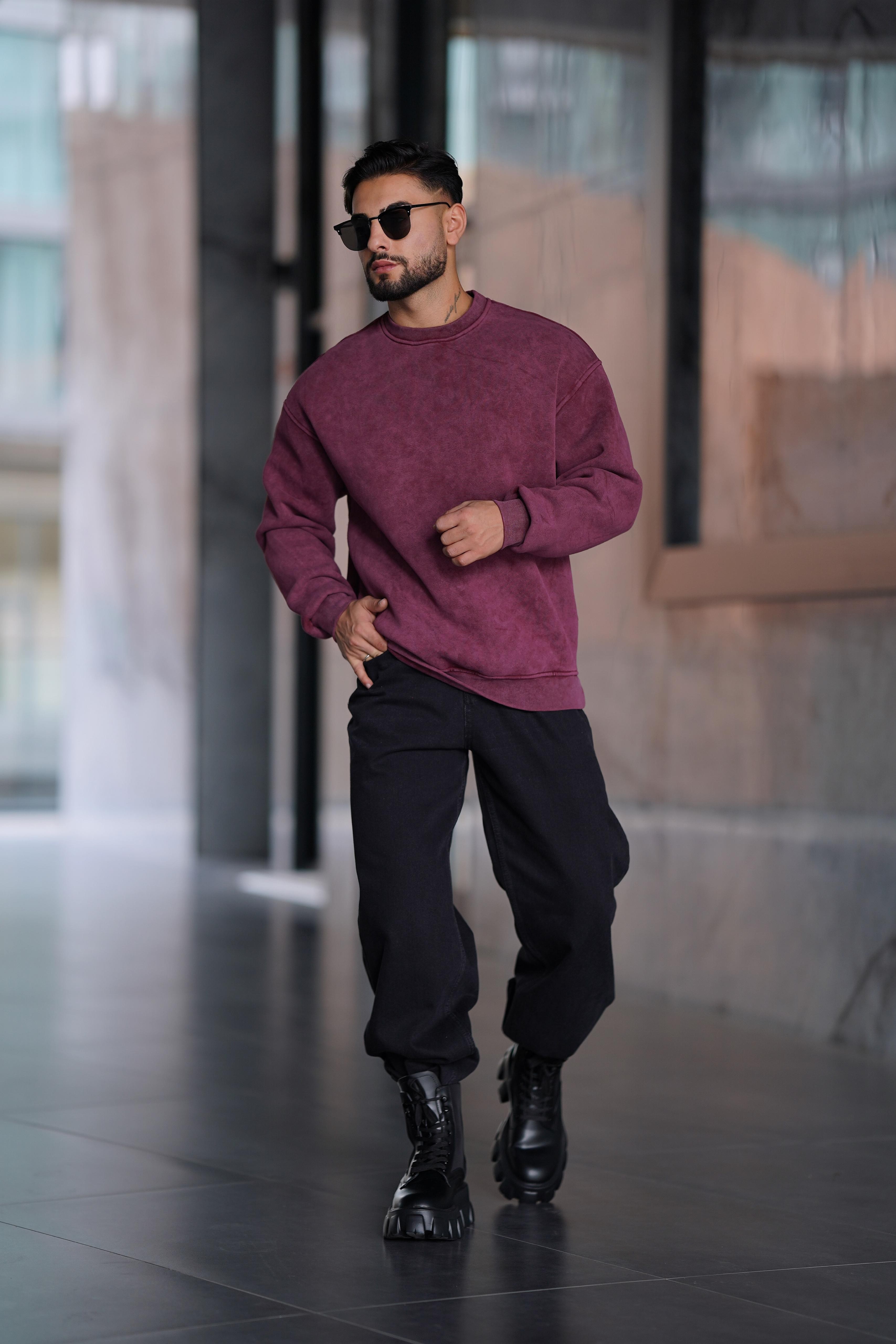 YIKAMALI BASİC SWEAT BORDO 