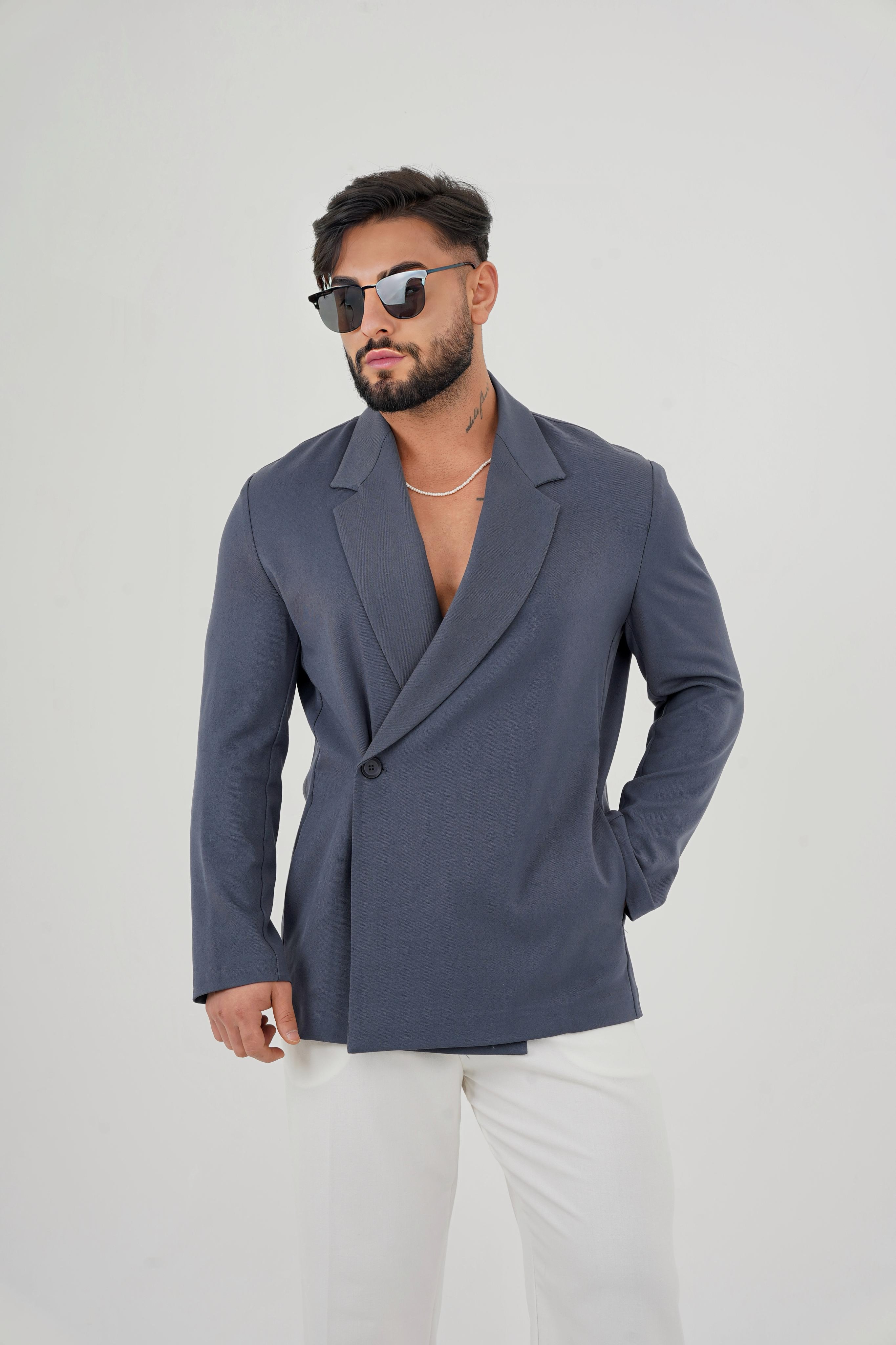 Füme Kruvaze Blazer Ceket