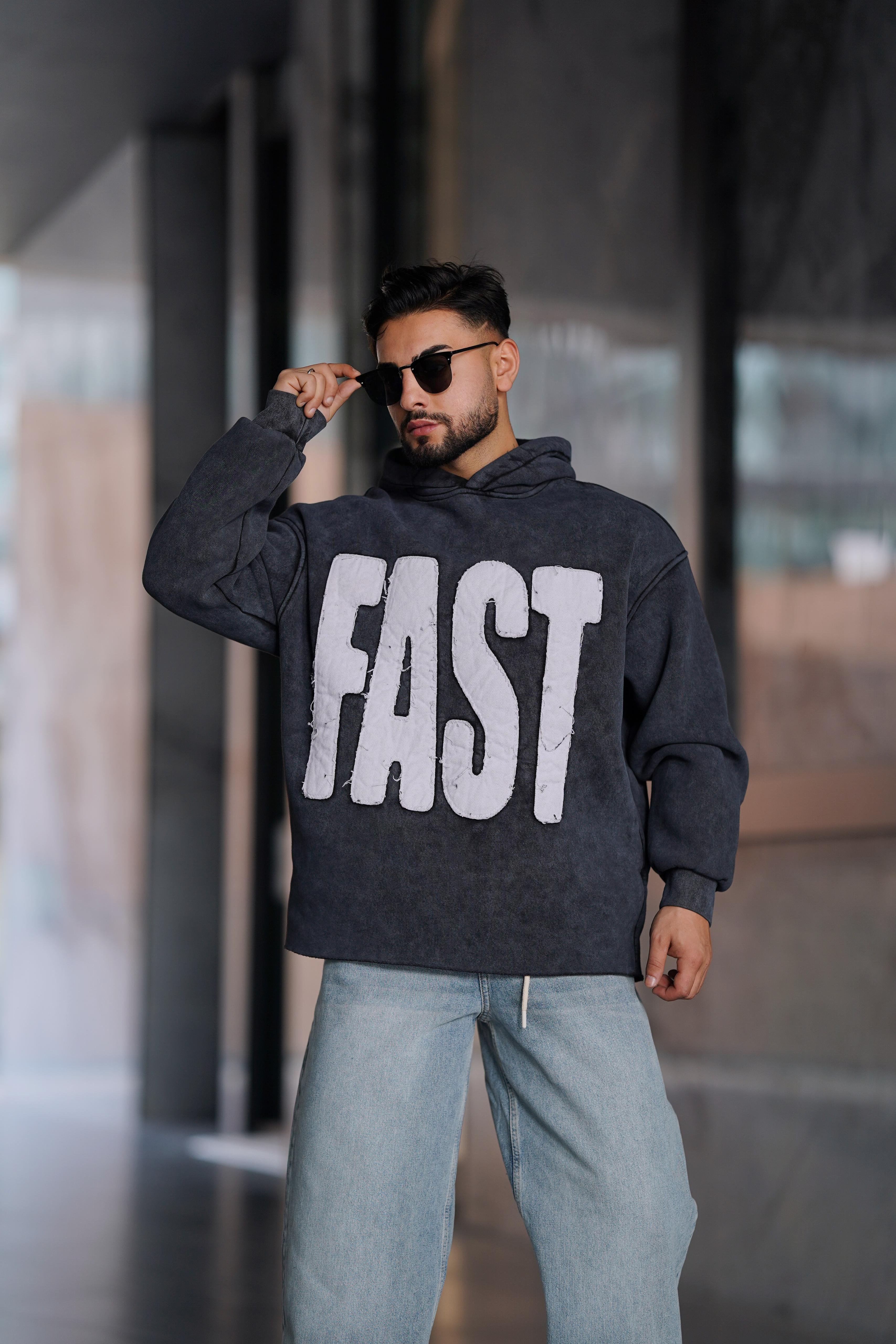 YIKAMALI BASKI DETAYLI OVERSİZE SWEAT ANTRASİT