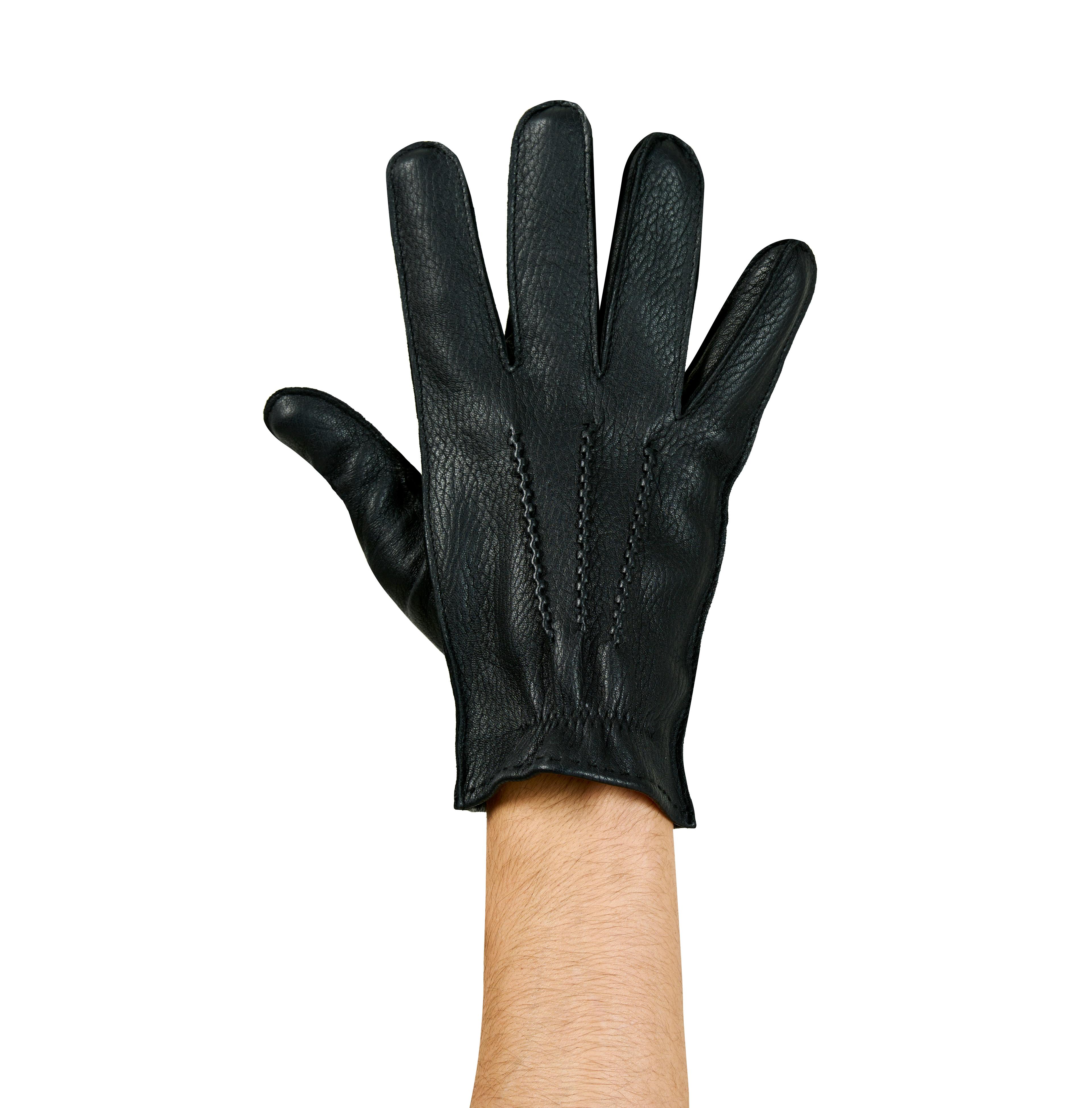 Boss Effect Leather Gloves for Men - Black