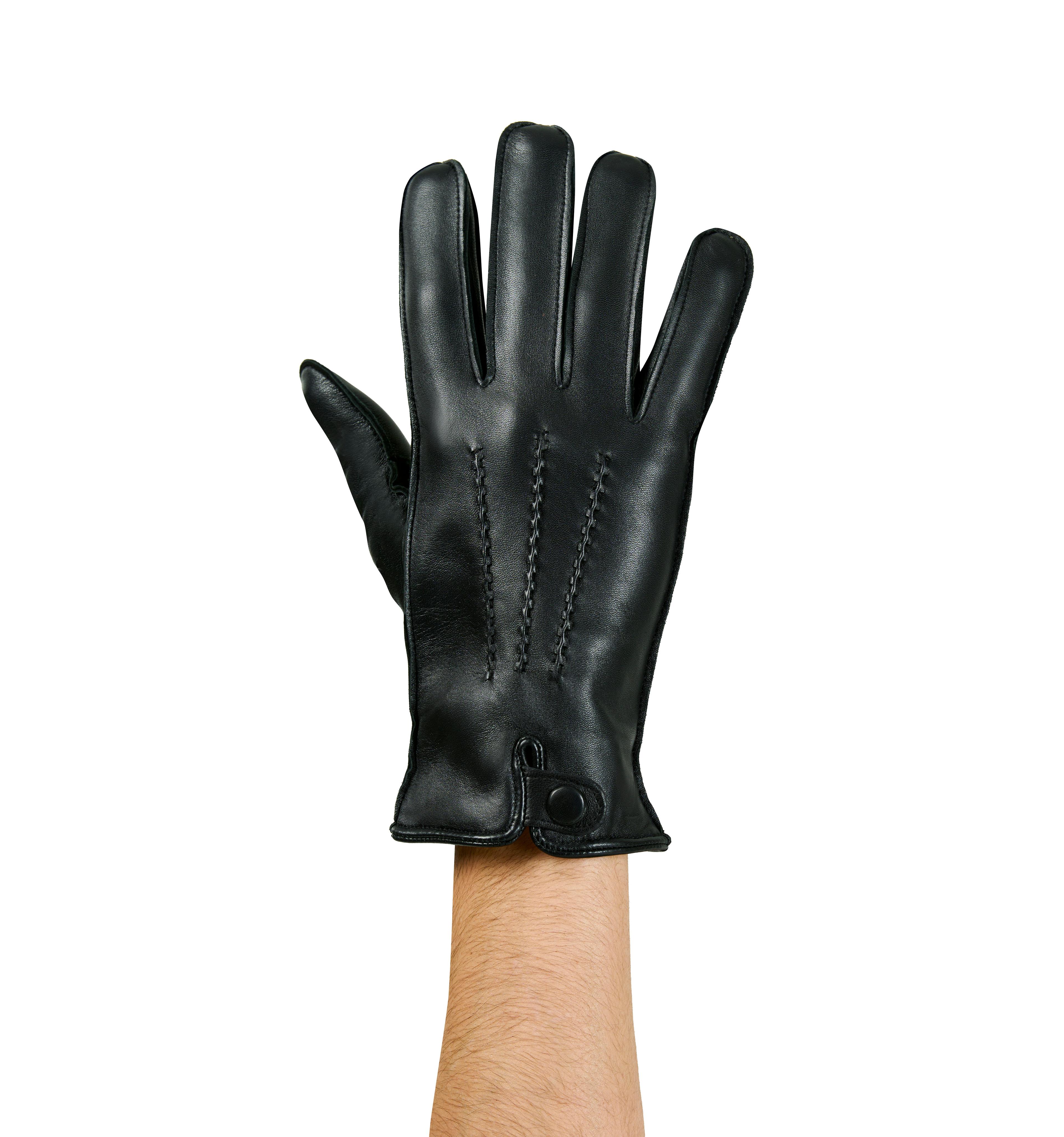 Boss Effect Leather Gloves for Men - Black