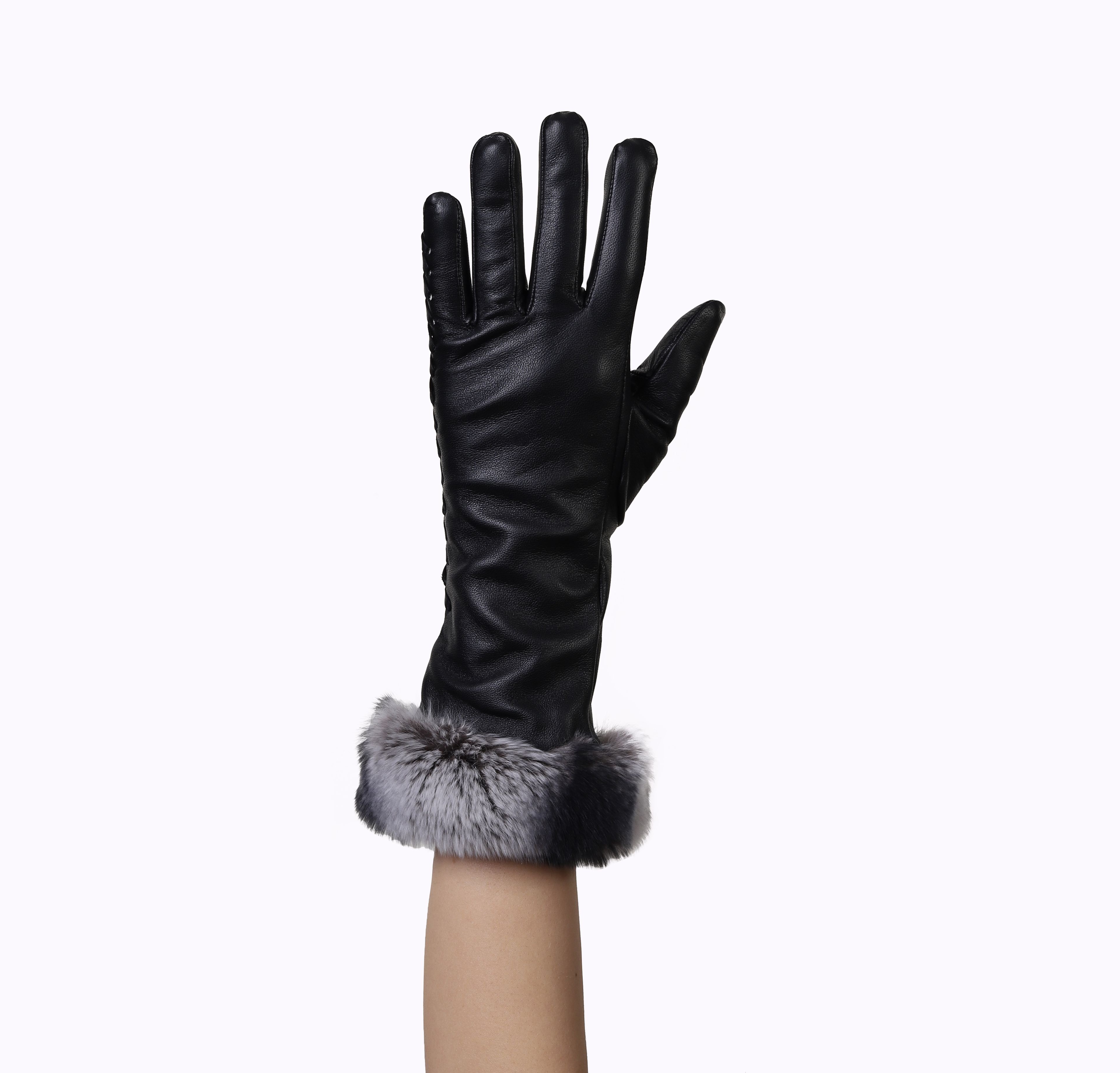 Pellicia Rabbit Fur Leather Gloves for Women