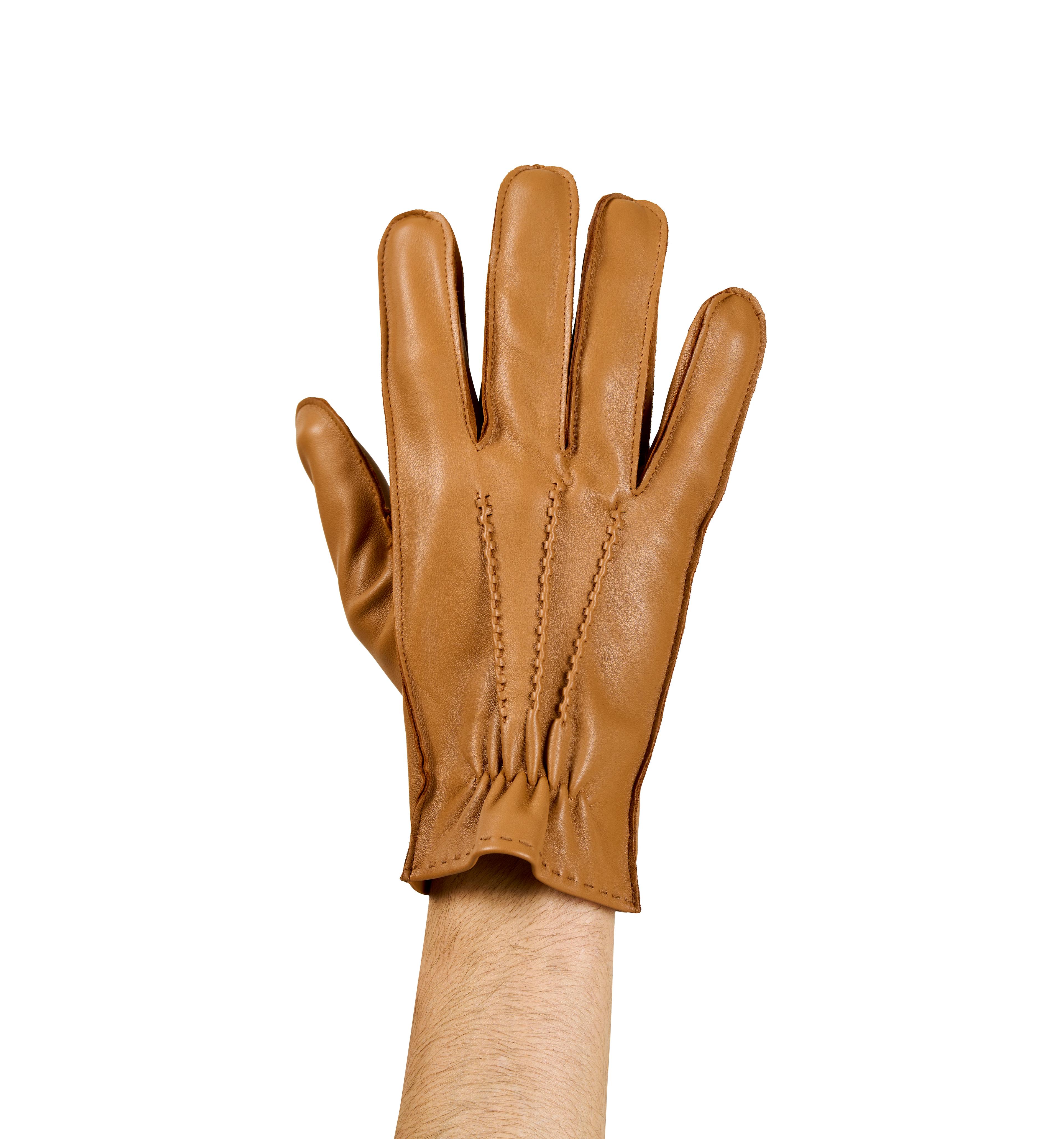 Boss Effect Leather Gloves for Men - Tan