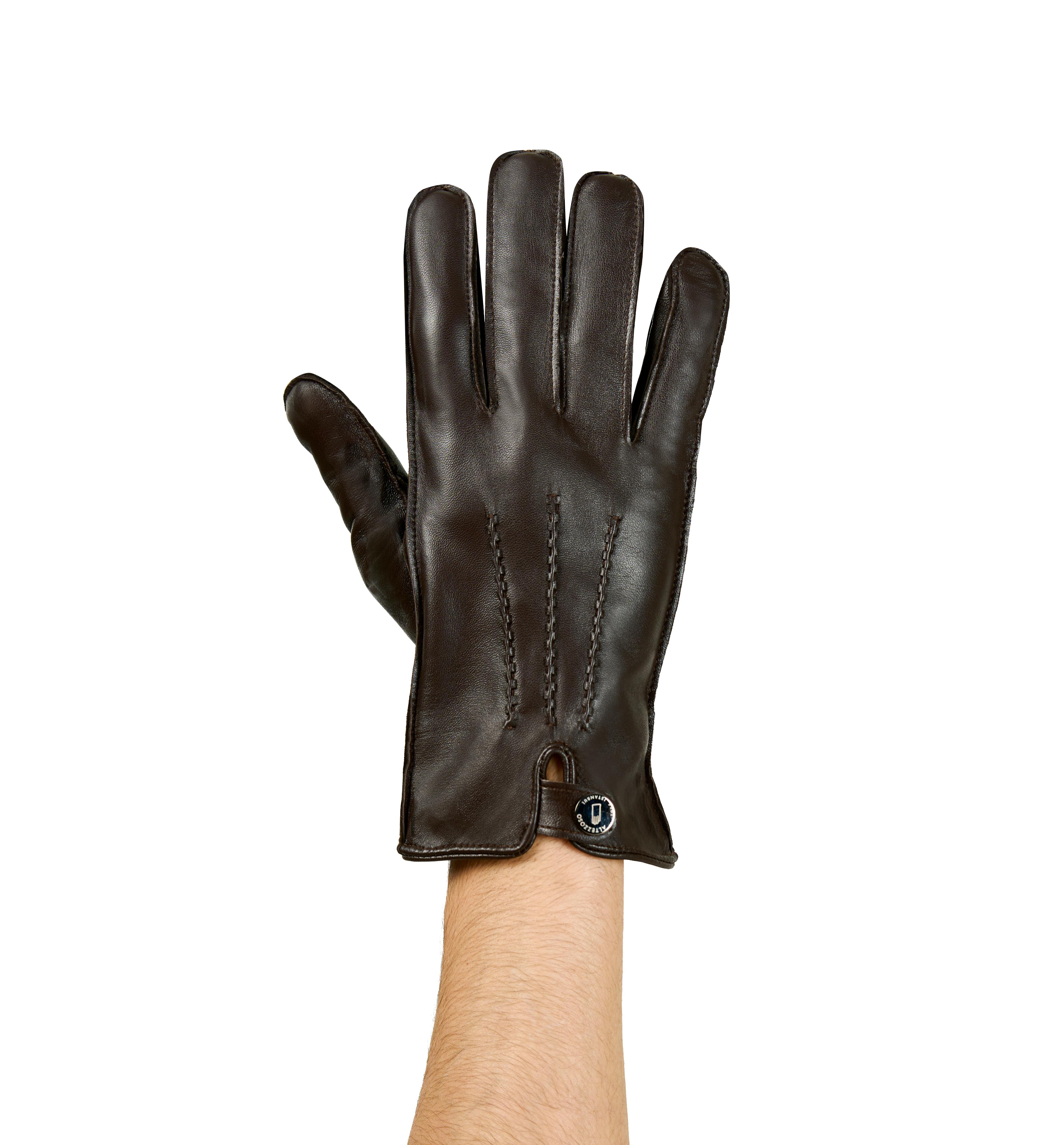 Boss Effect Leather Gloves for Men - Tan