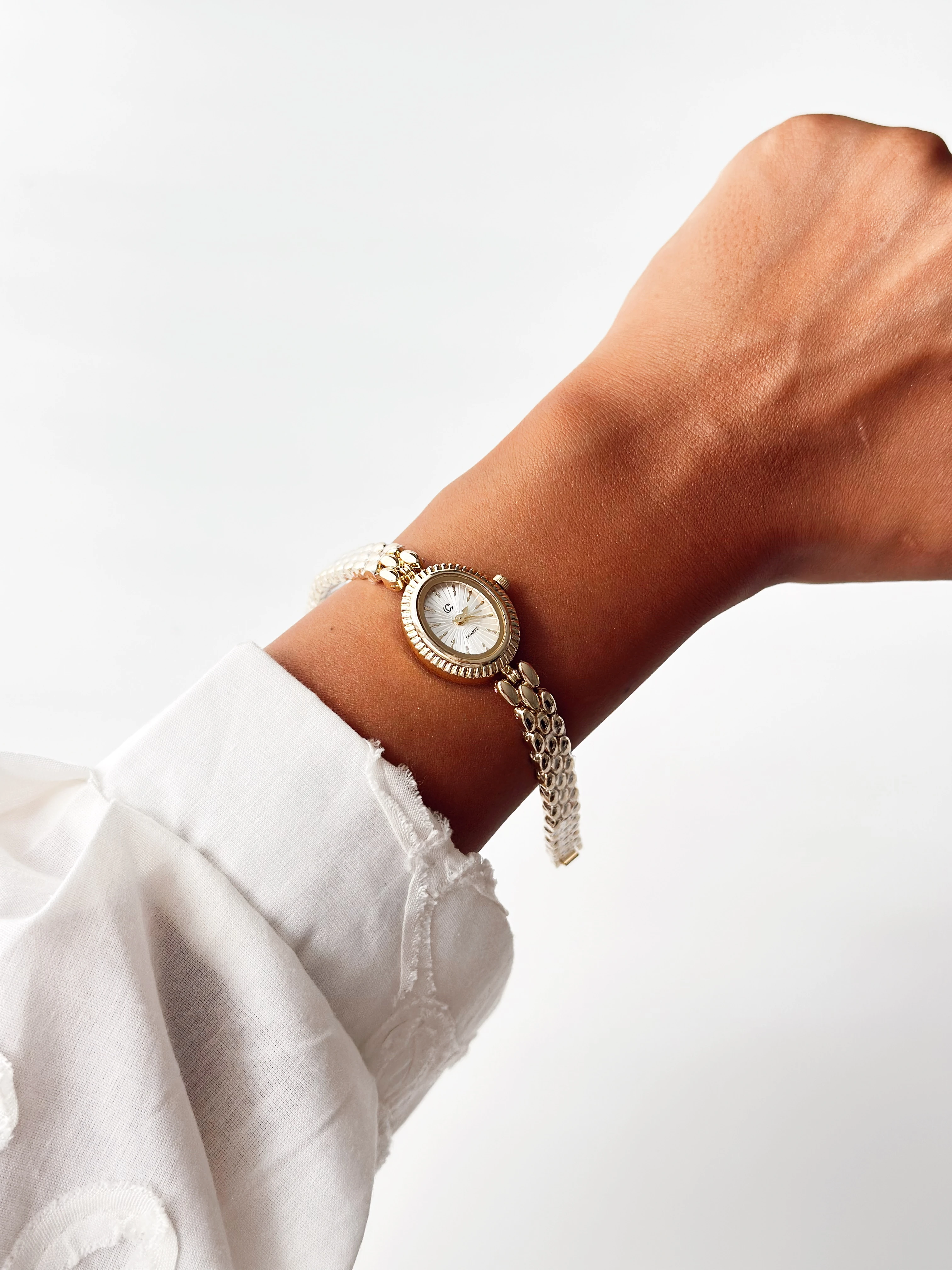 Barok Gold Beyaz Saat