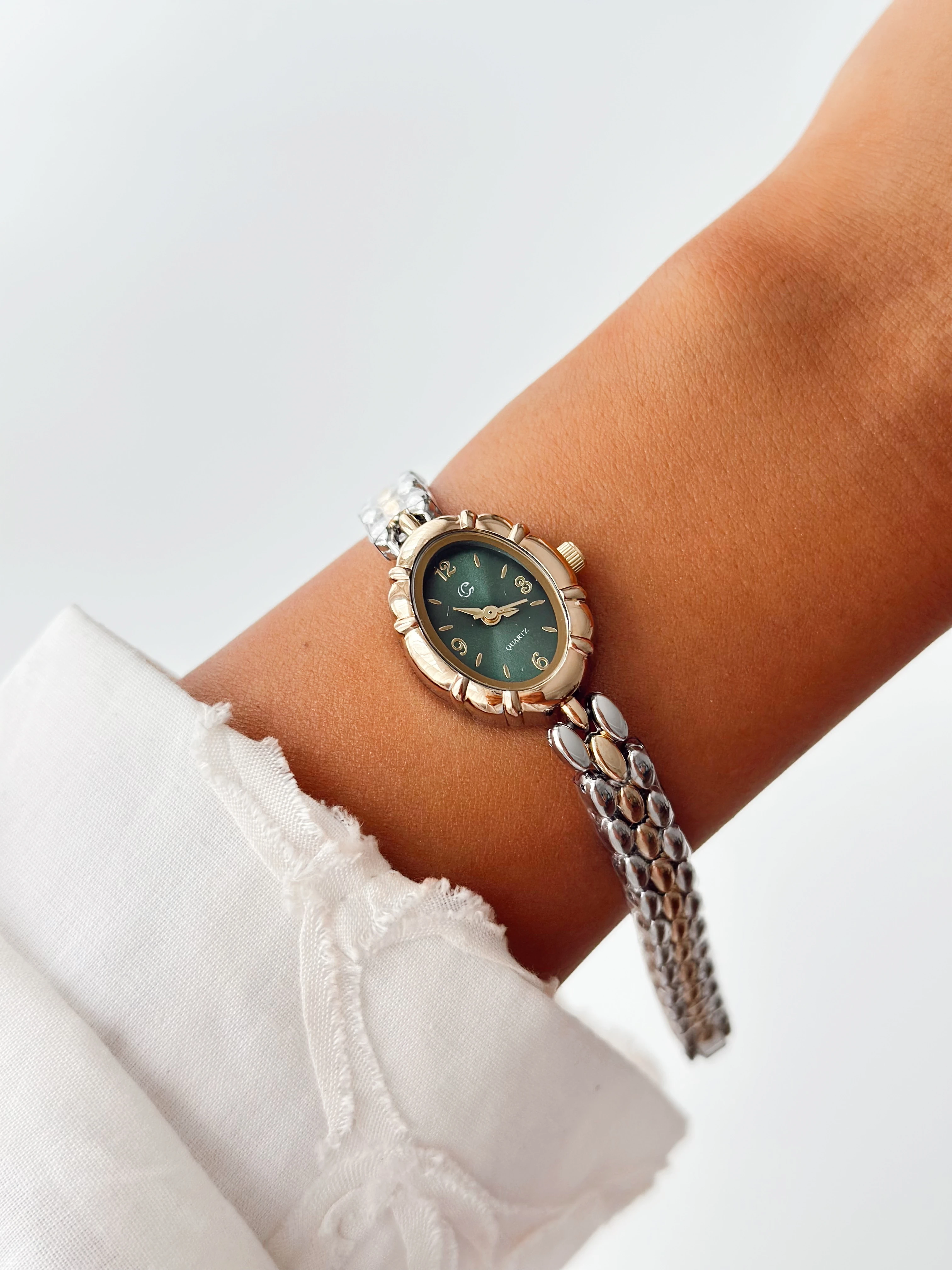 Marquret Rodyum Gold Yeşil Saat