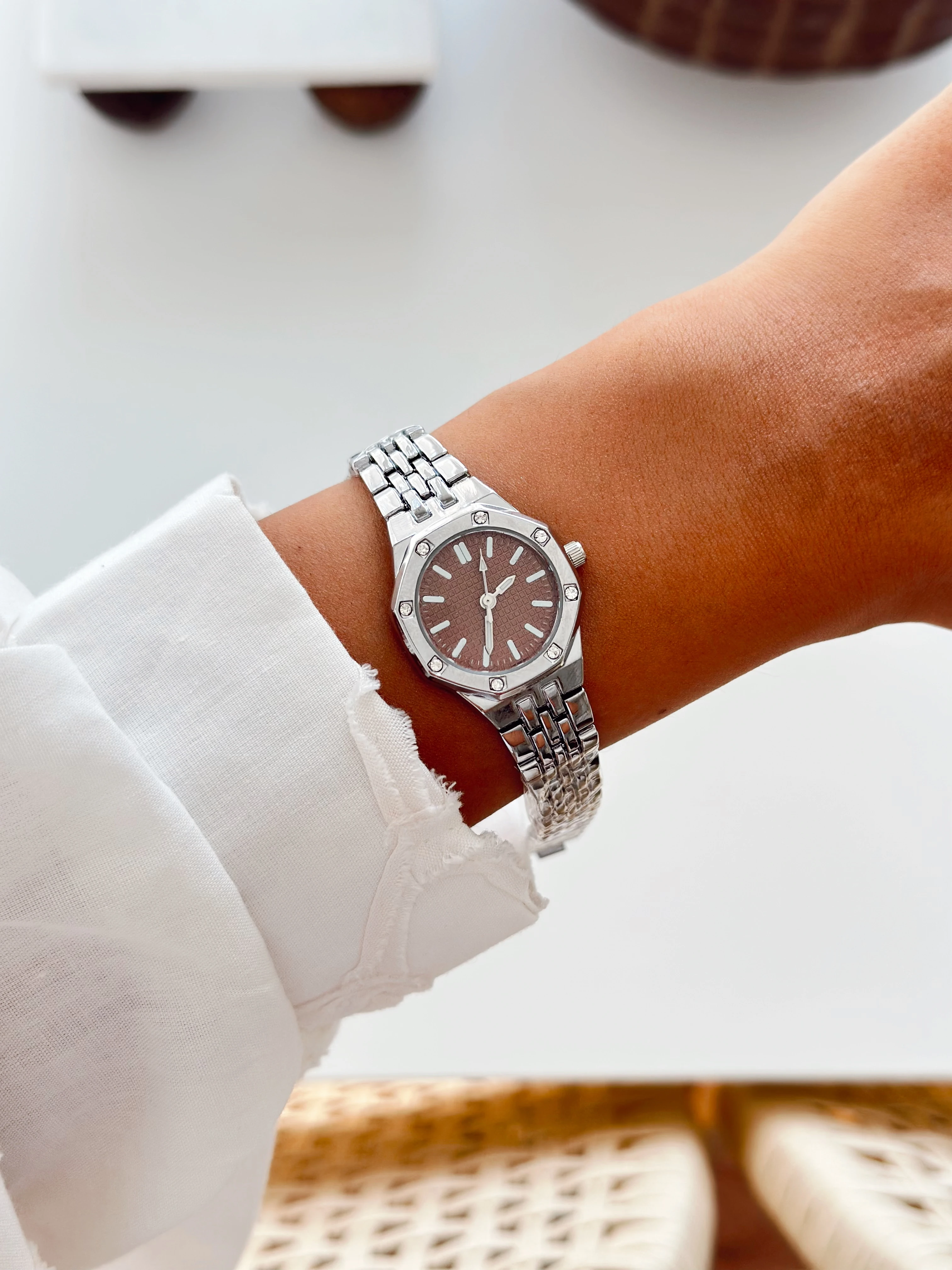 Loa Rodyum Kahve Saat