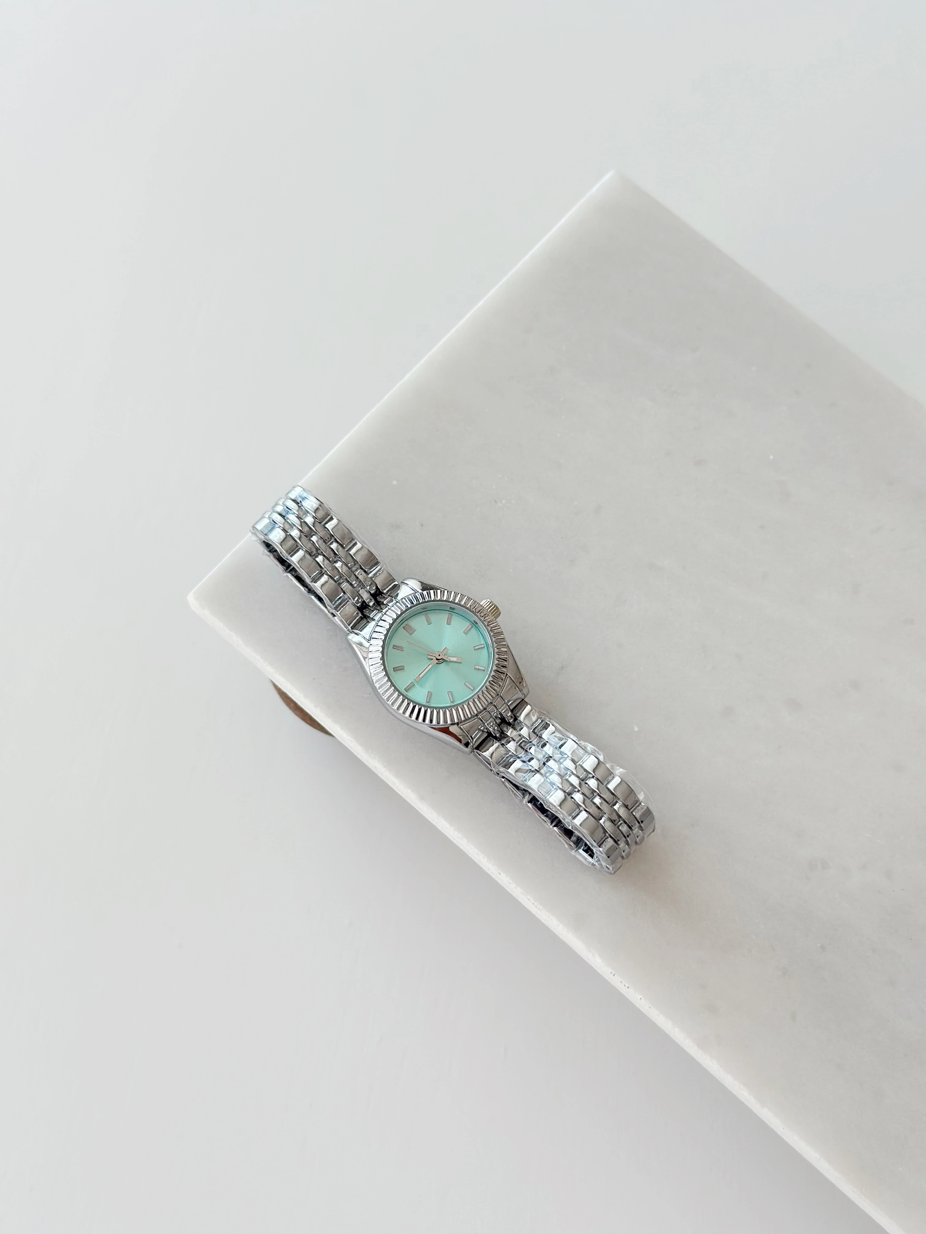 Rein Rodyum Turkuaz Saat