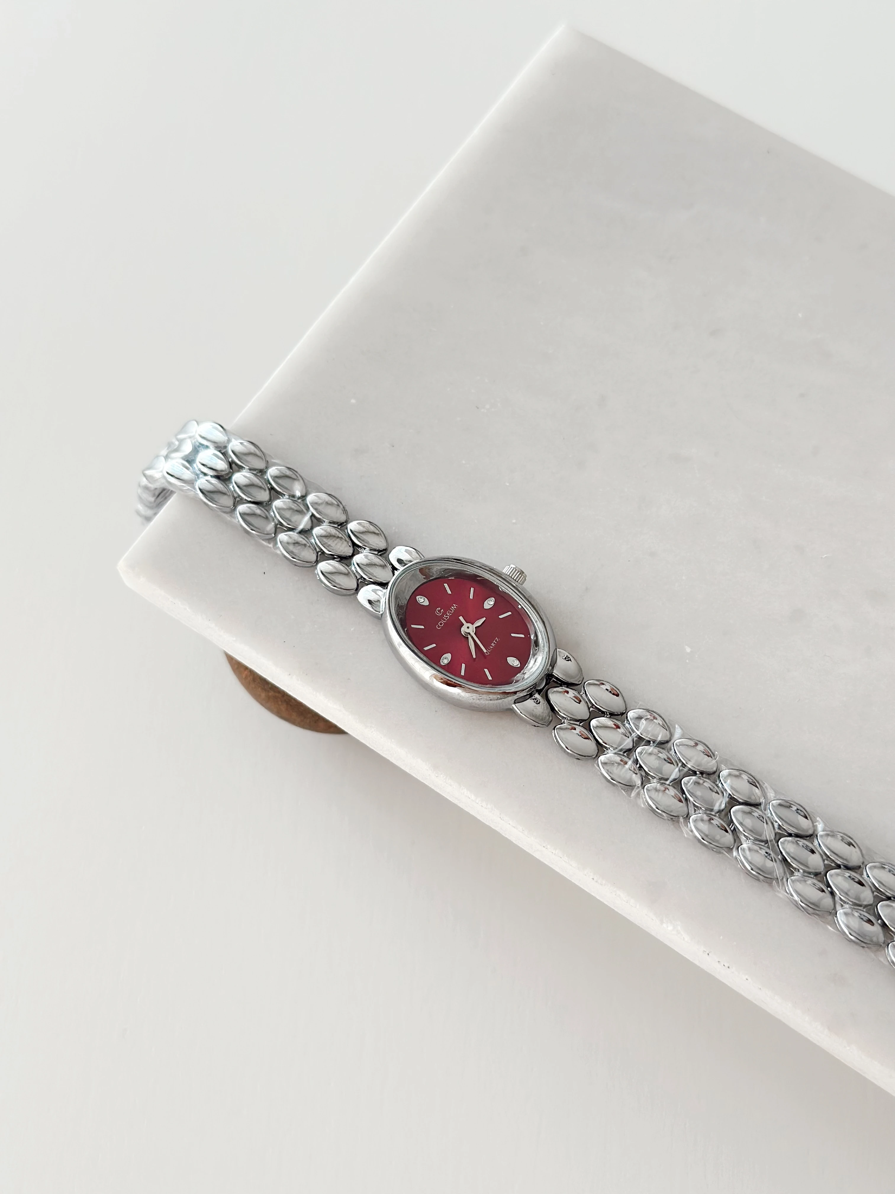 Aurora Rodyum Bordo Saat