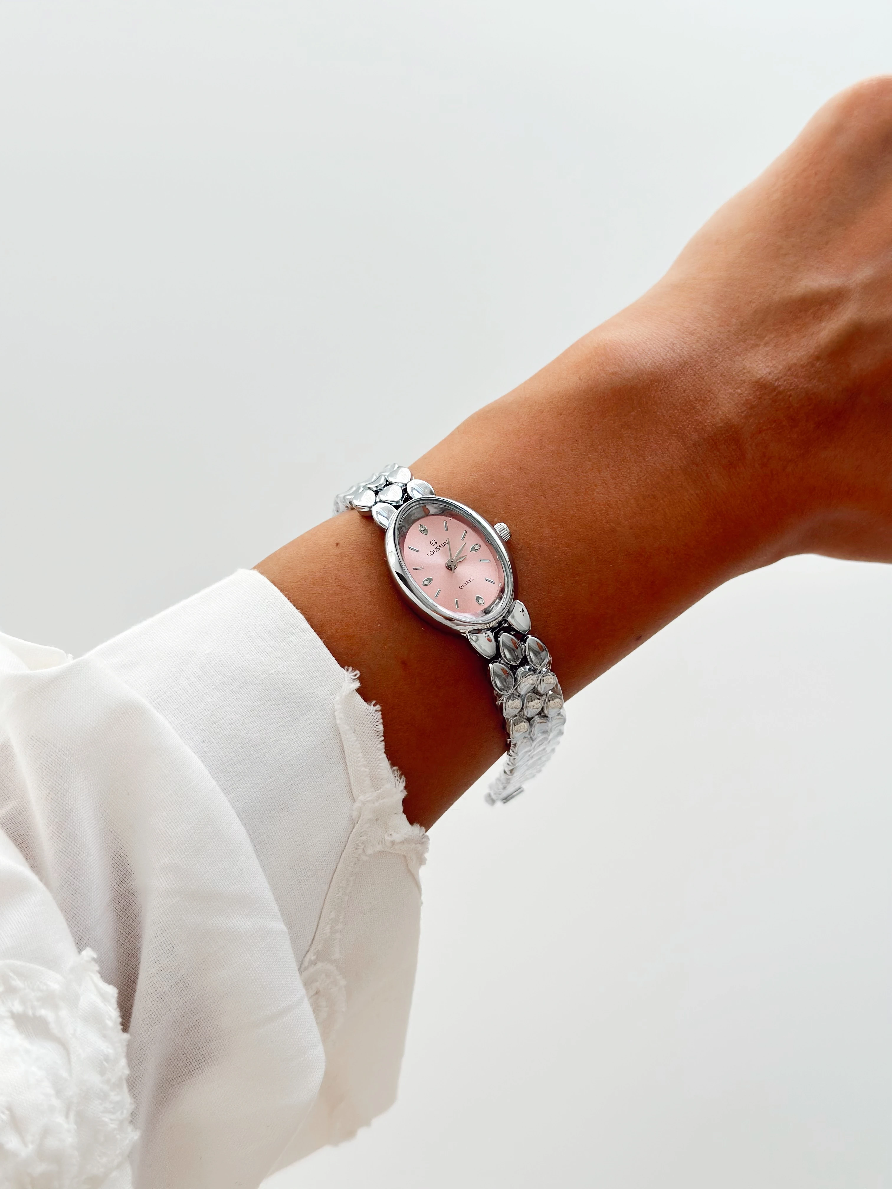 Aurora Rodyum Pembe Saat