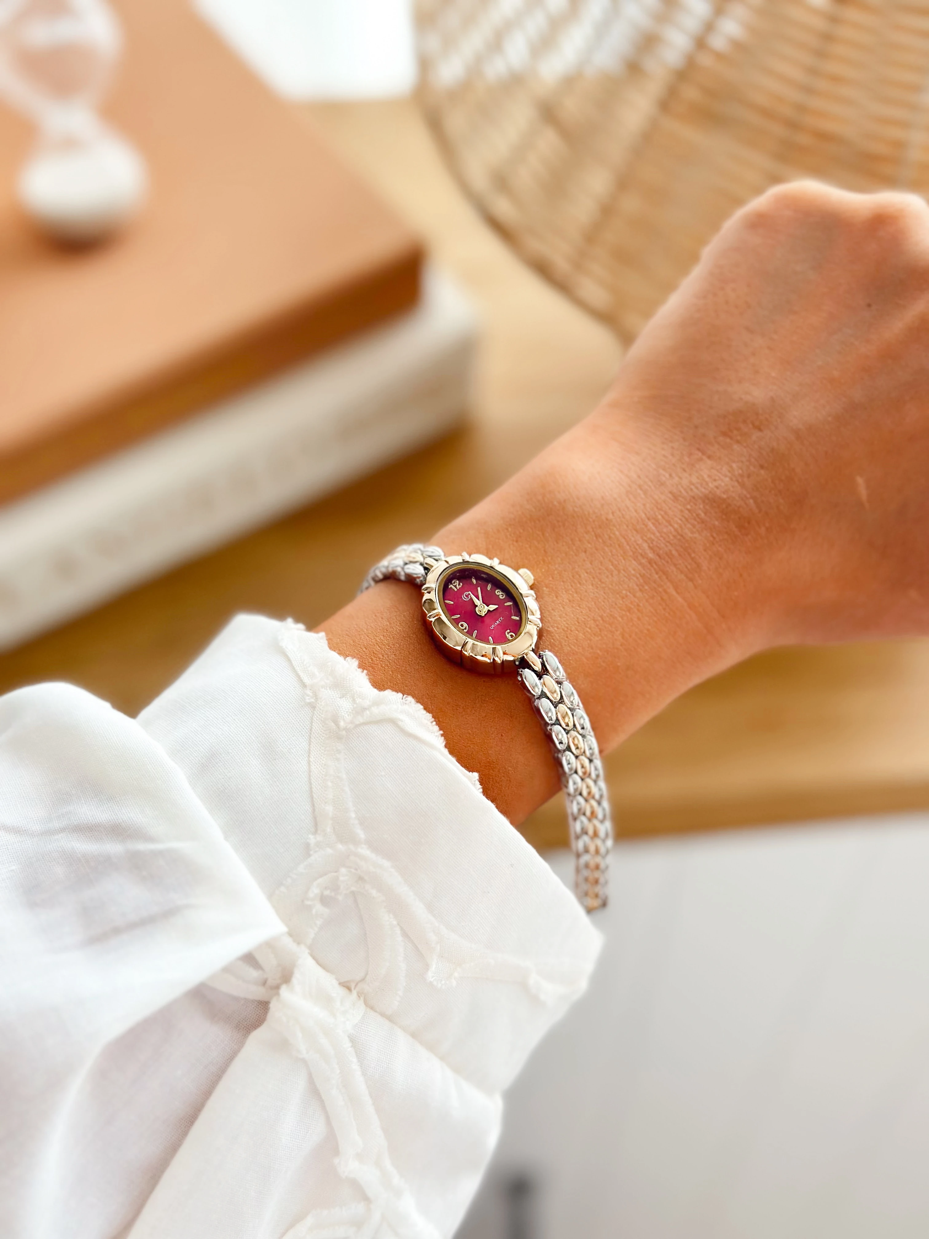 Marquret Rodyum Gold Bordo Saat