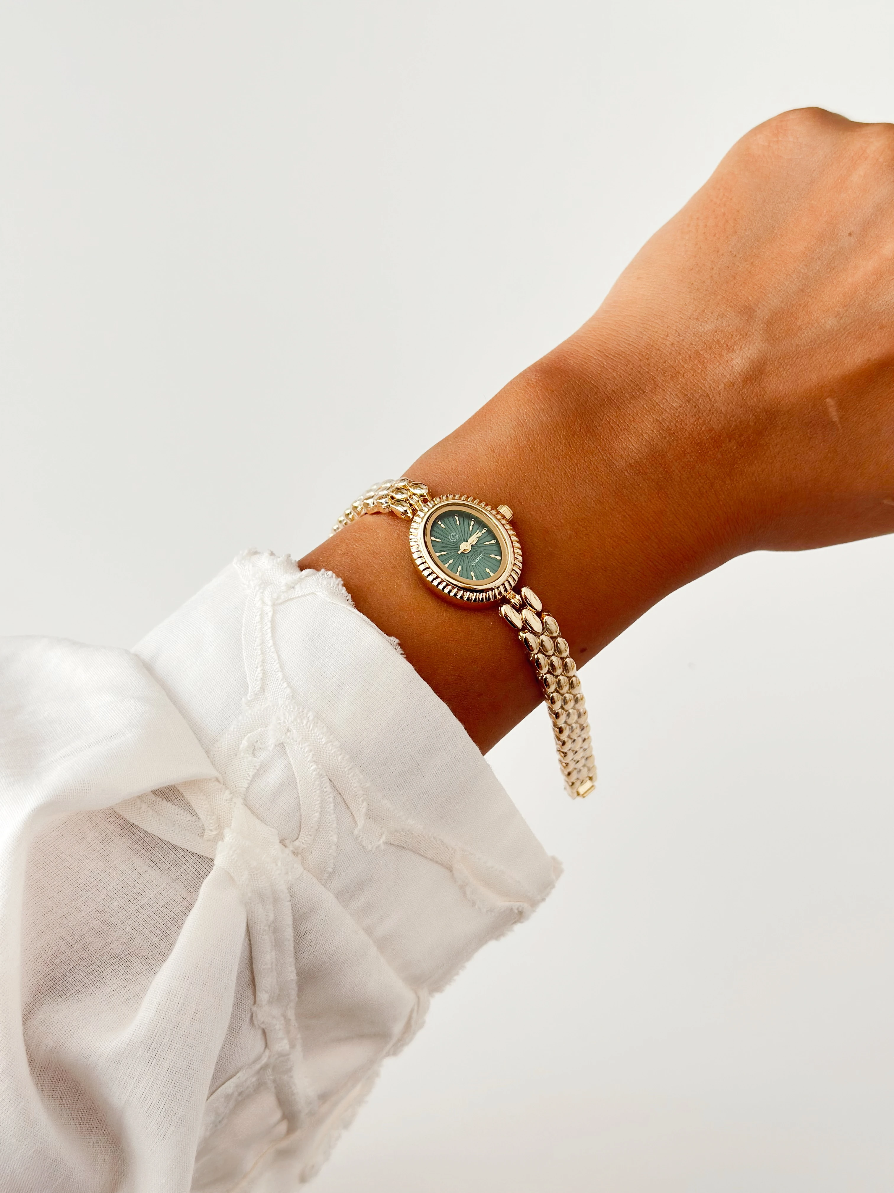 Barok Gold Yeşil Saat