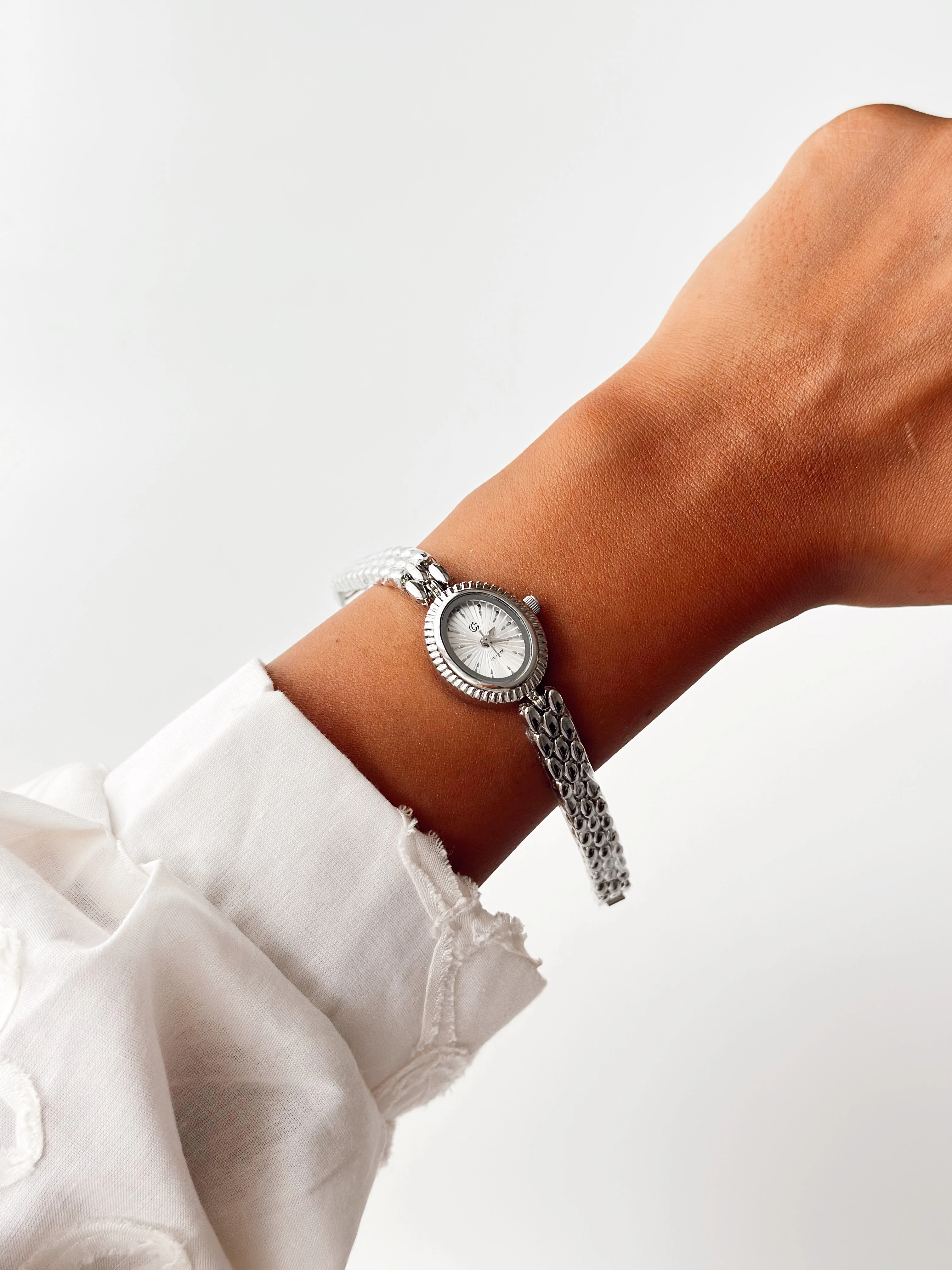 Barok Rodyum Beyaz Saat