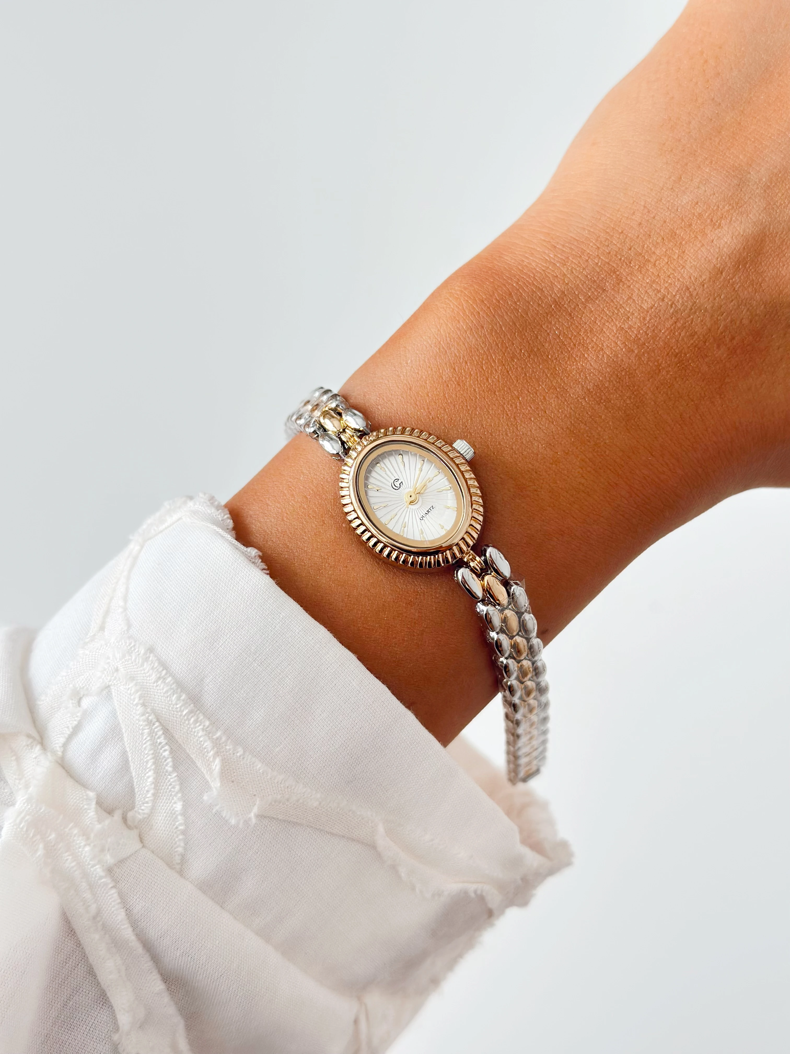 Barok Rodyum Gold Beyaz Saat