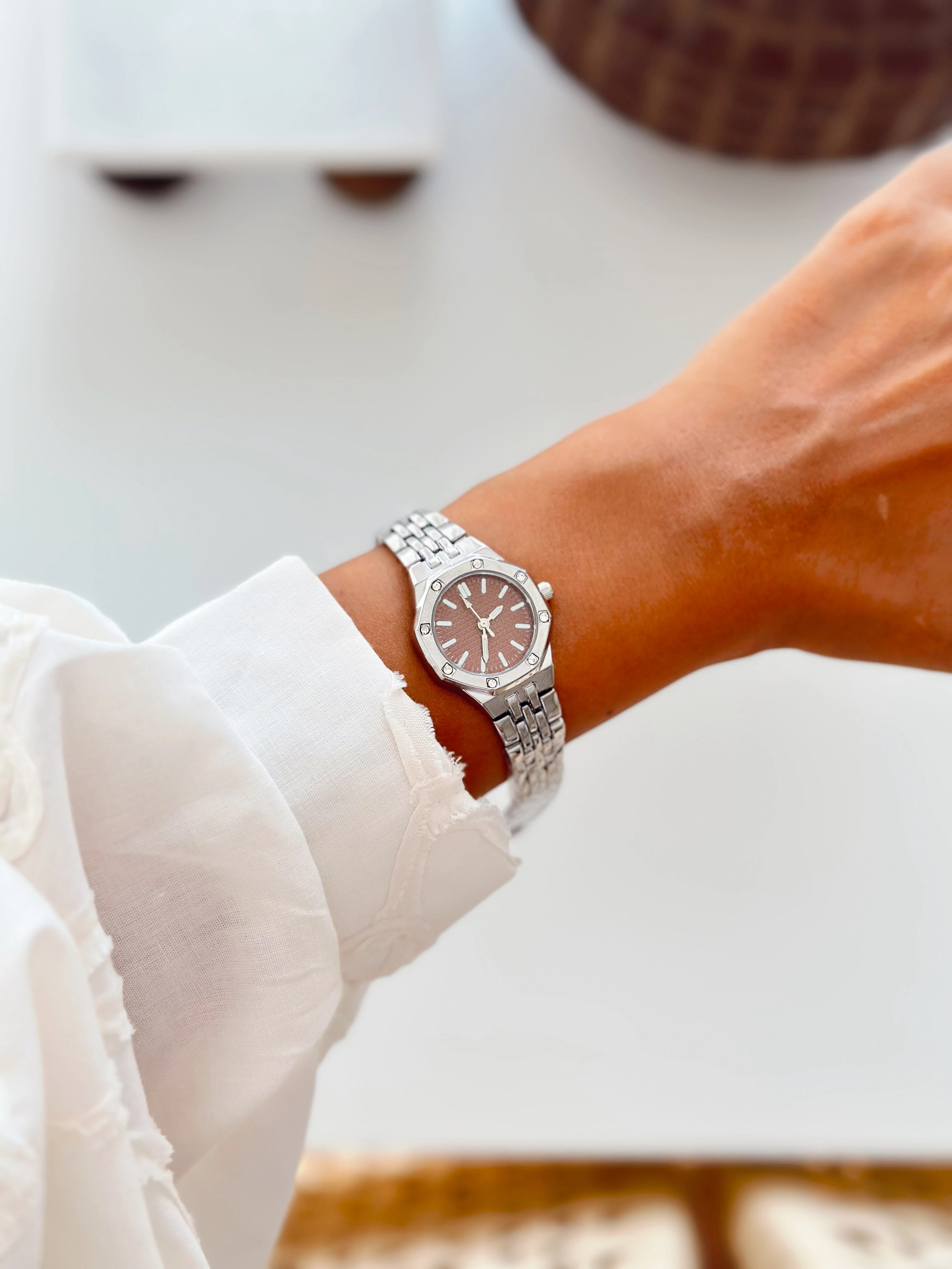 Loa Rodyum Kahve Saat