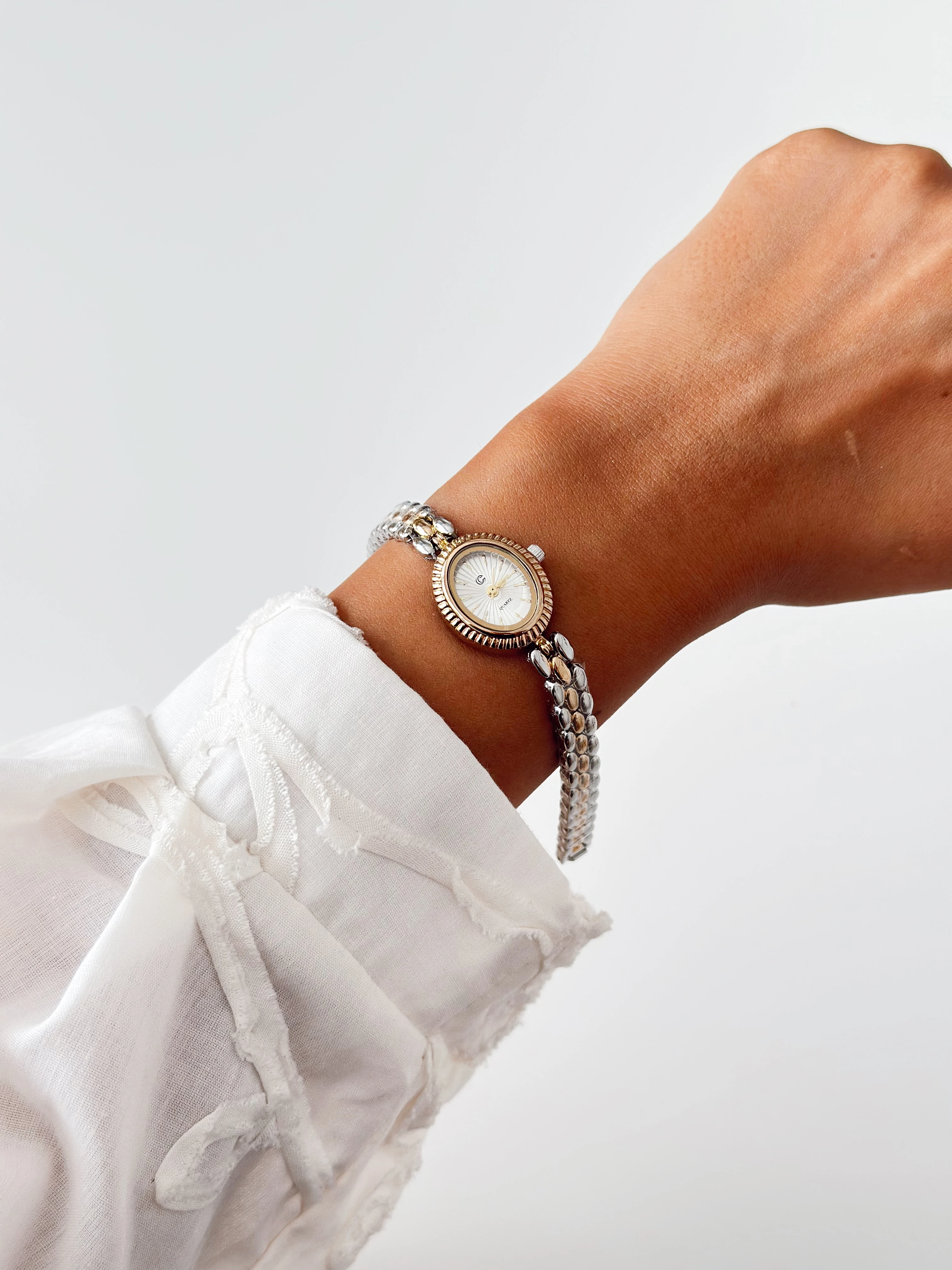 Barok Rodyum Gold Beyaz Saat