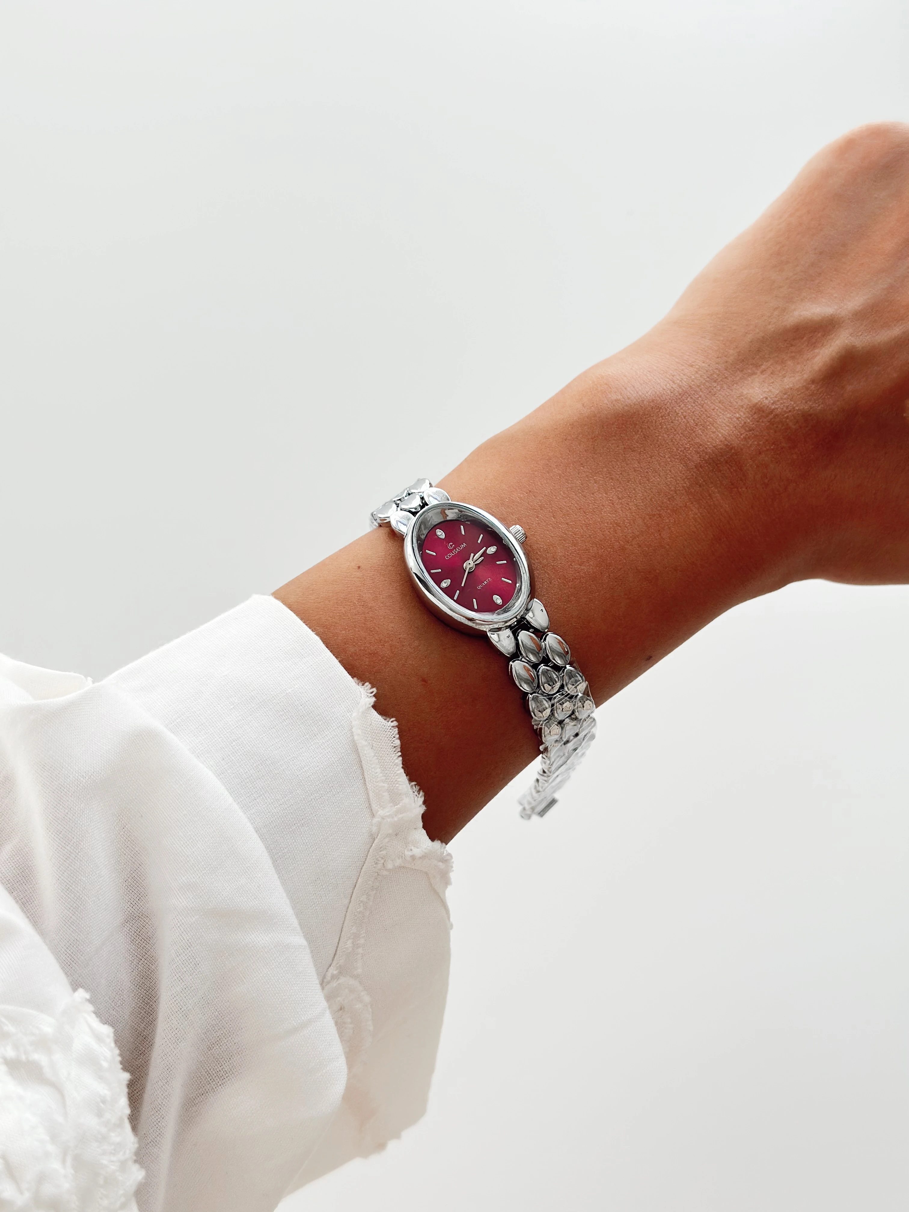 Aurora Rodyum Bordo Saat