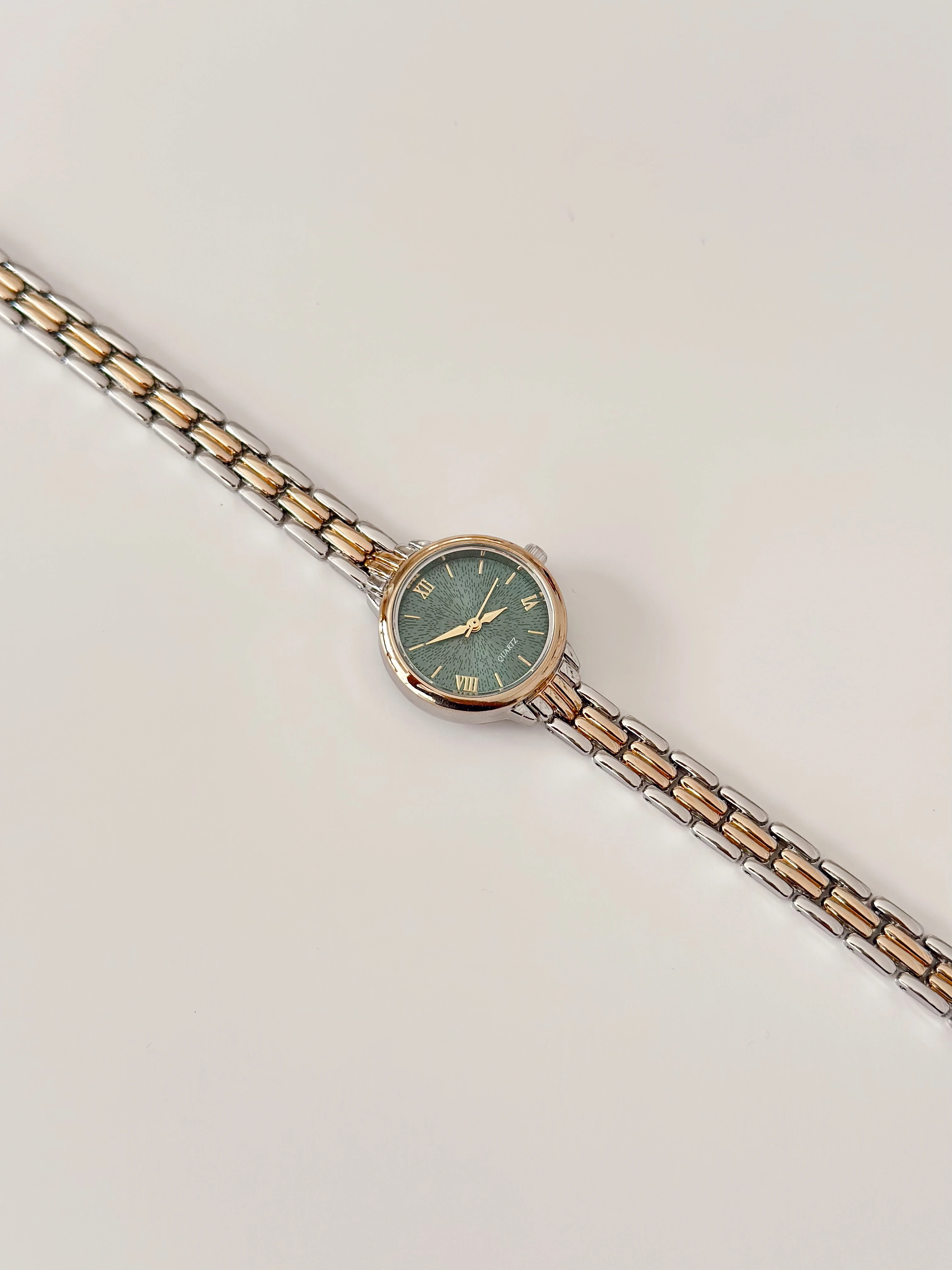 Neud Rodyum Gold Yeşil Saat