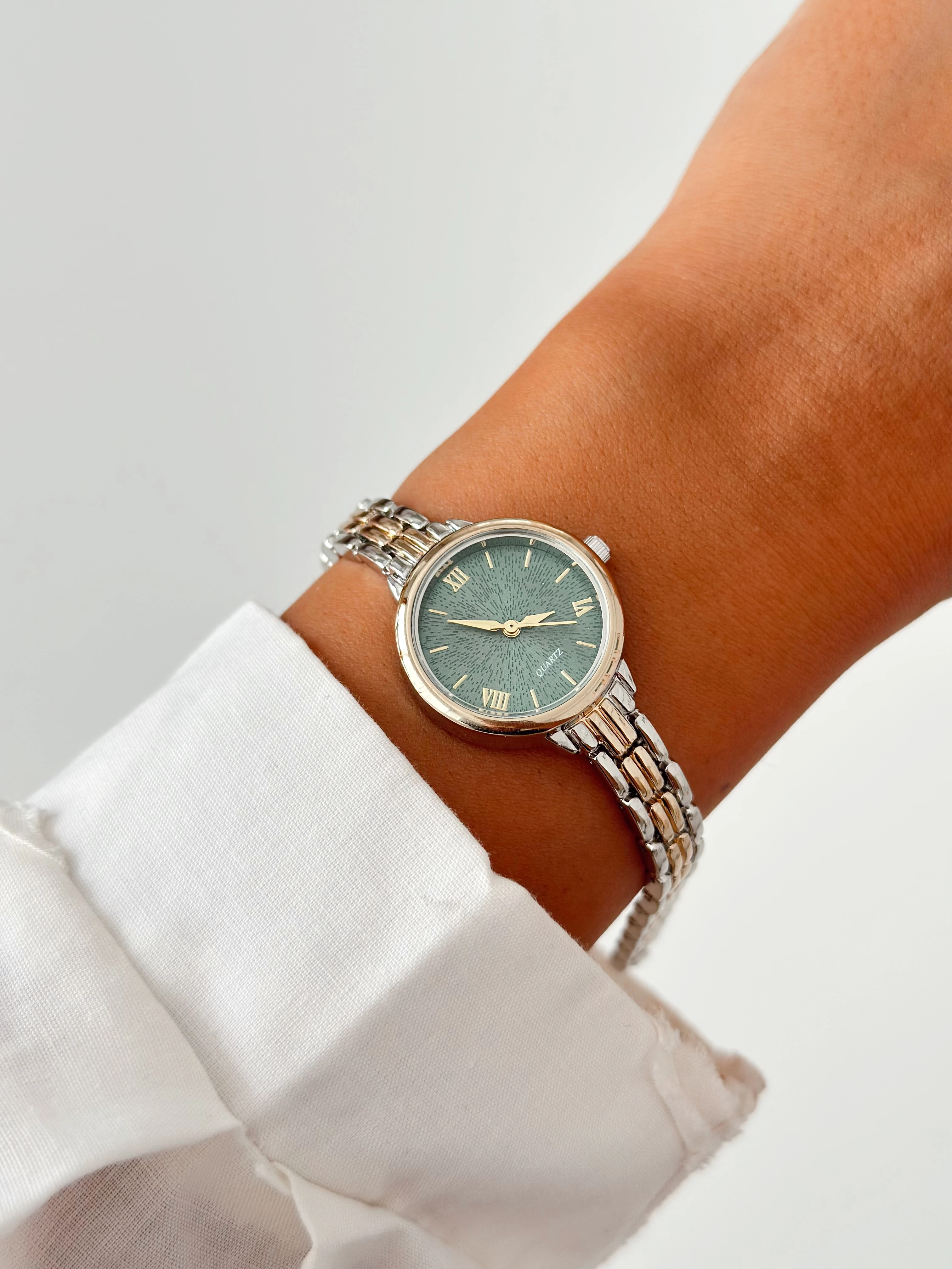 Neud Rodyum Gold Yeşil Saat