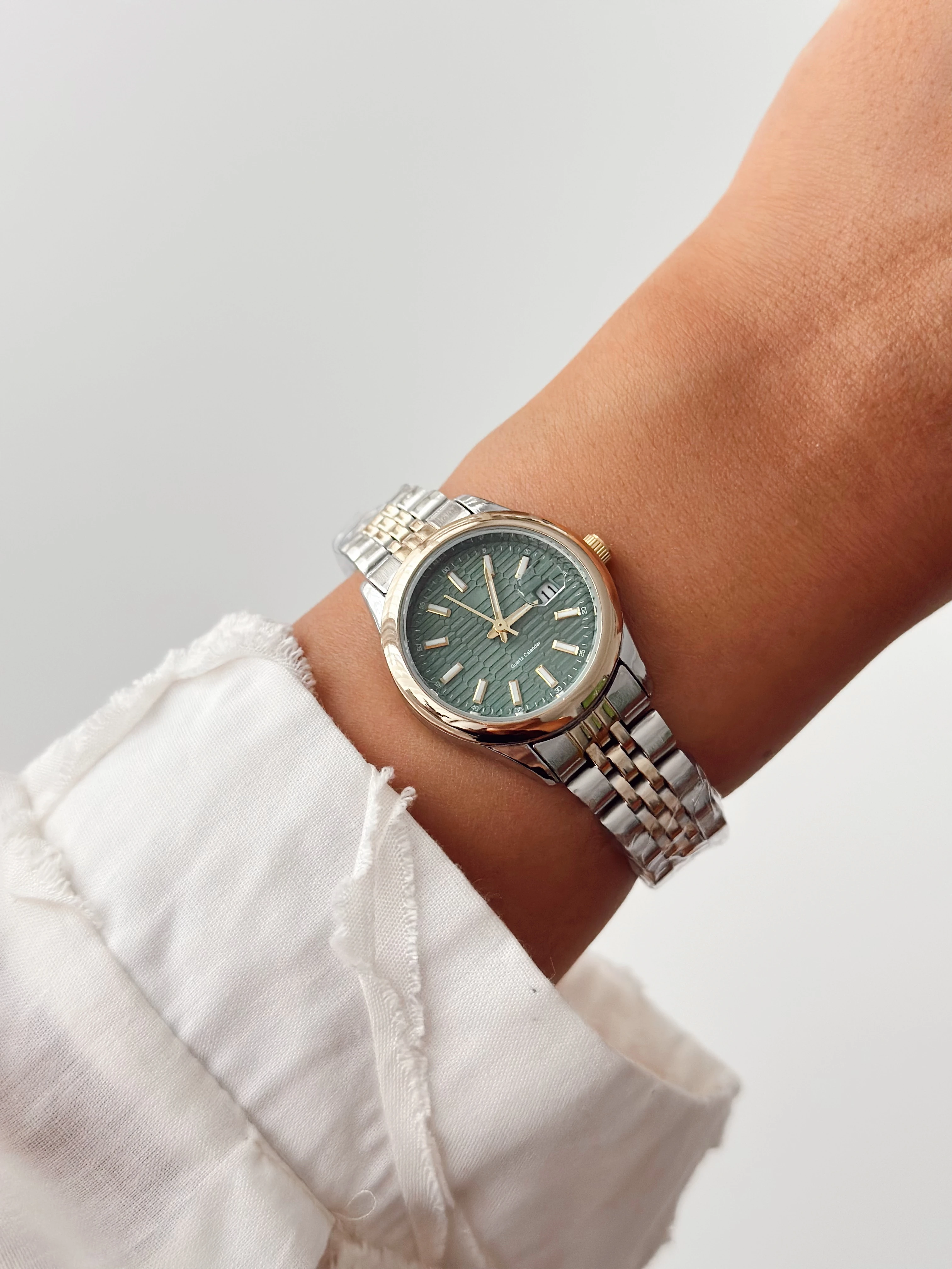 Riad Rodyum Gold Yeşil Saat