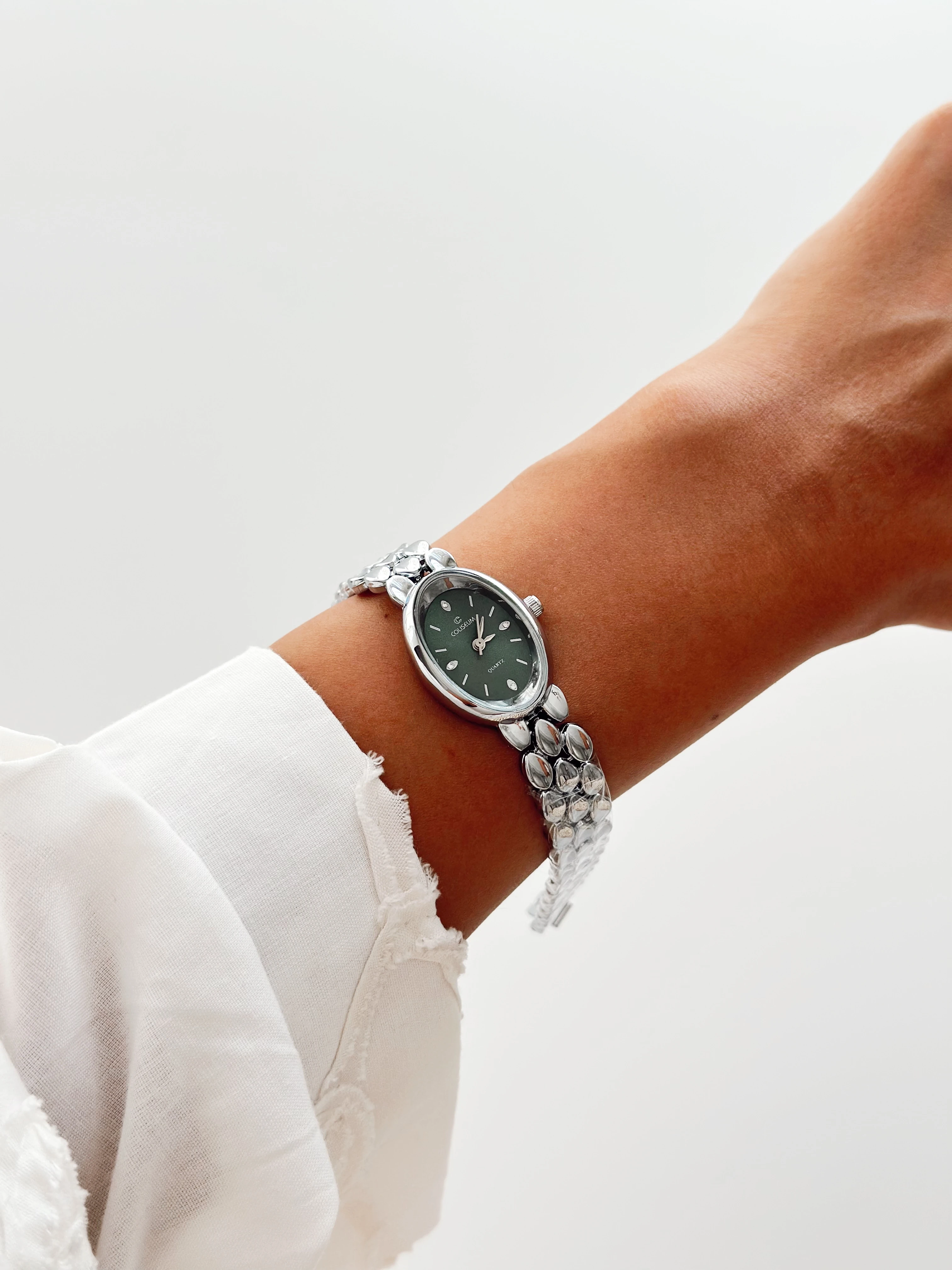 Aurora Rodyum Yeşil Saat