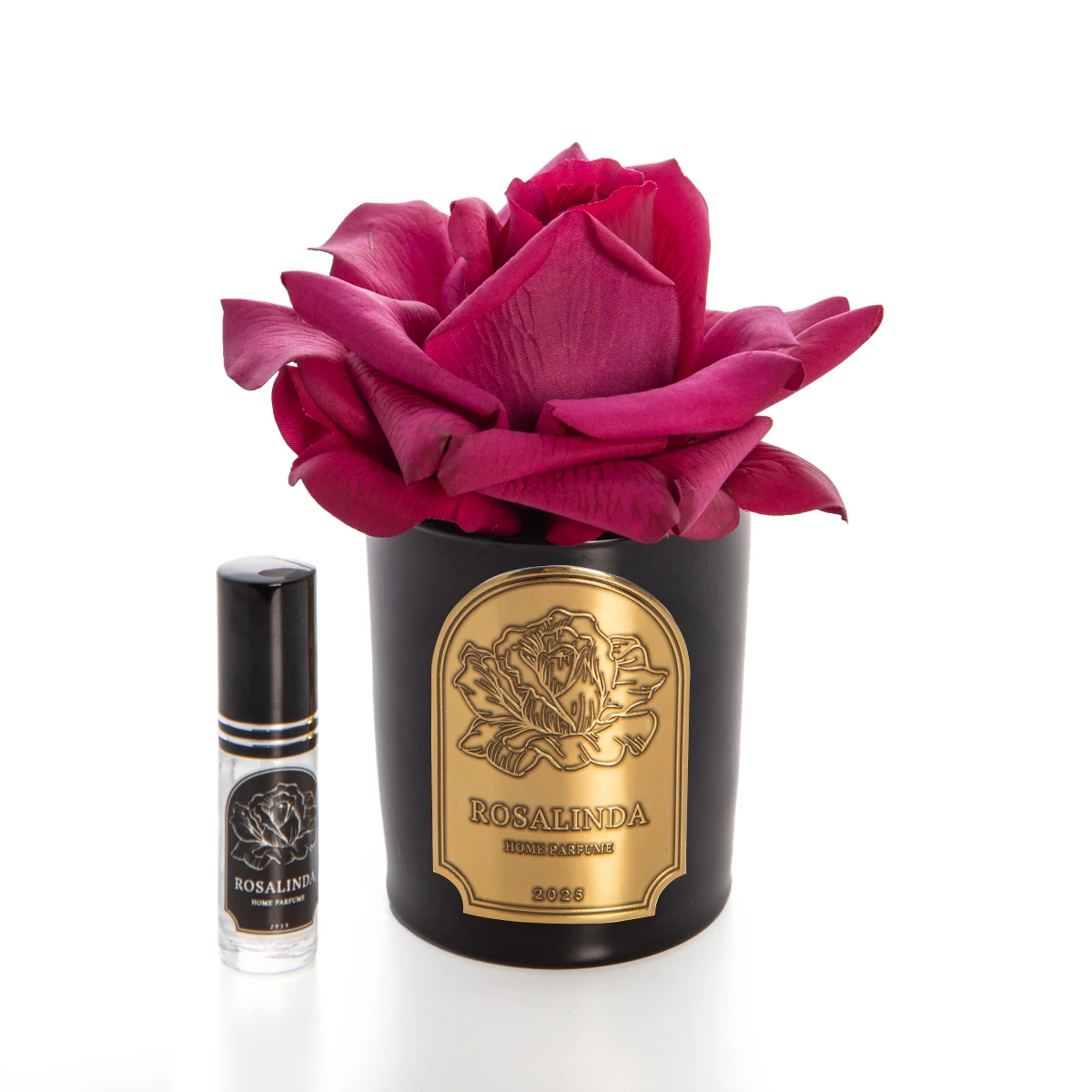 ROSALINDA SİYAH CAM GOLD TEK GÜL - Bordo